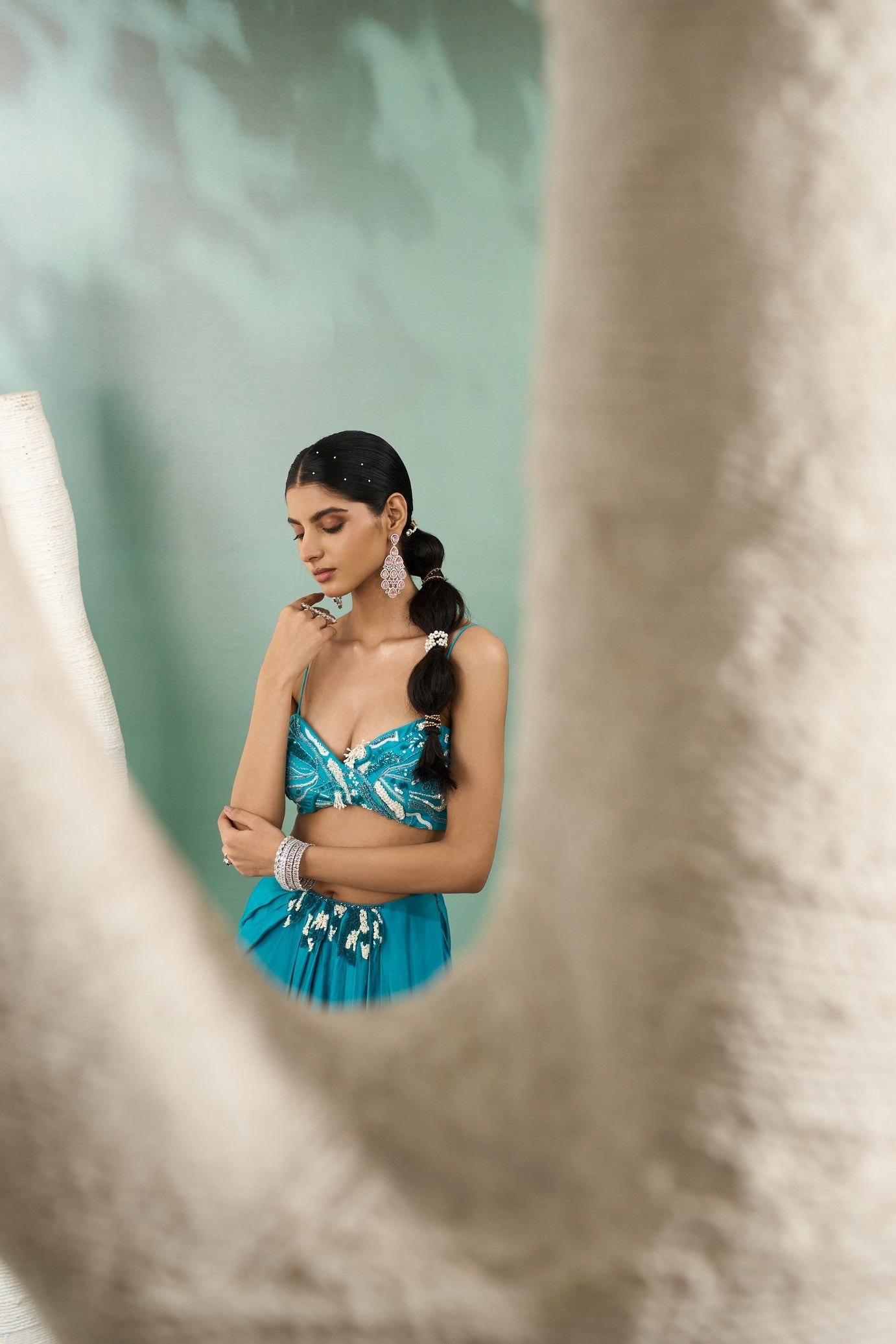 Firozi Blue Cape Skirt Set