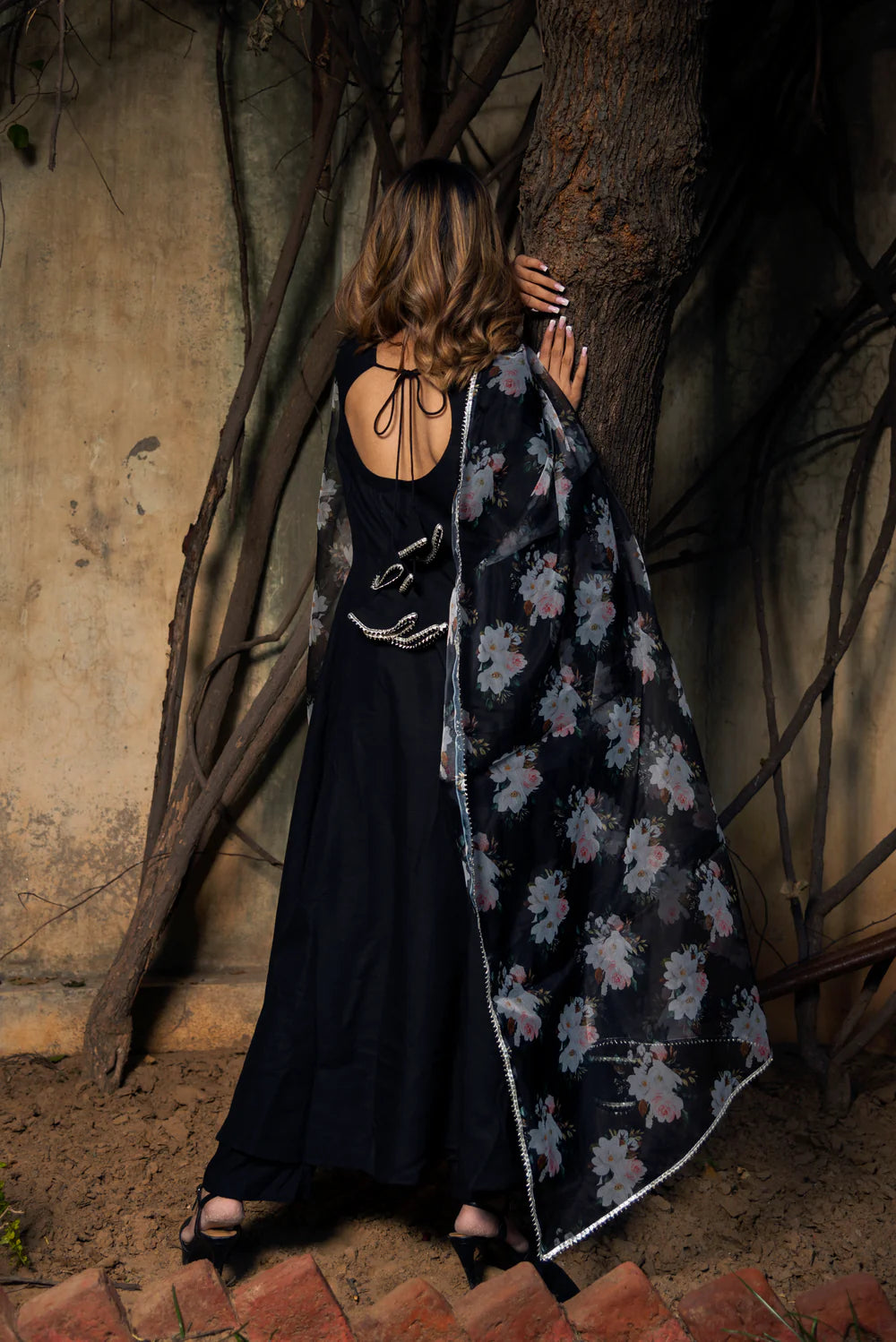 TEA LEAF BLACK RAYON ANARKALI