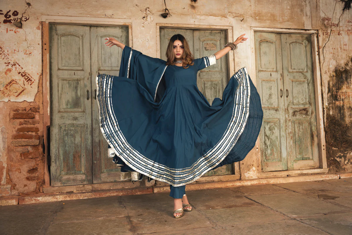 BERRY SPARY COTTON BLUE ANARKALI