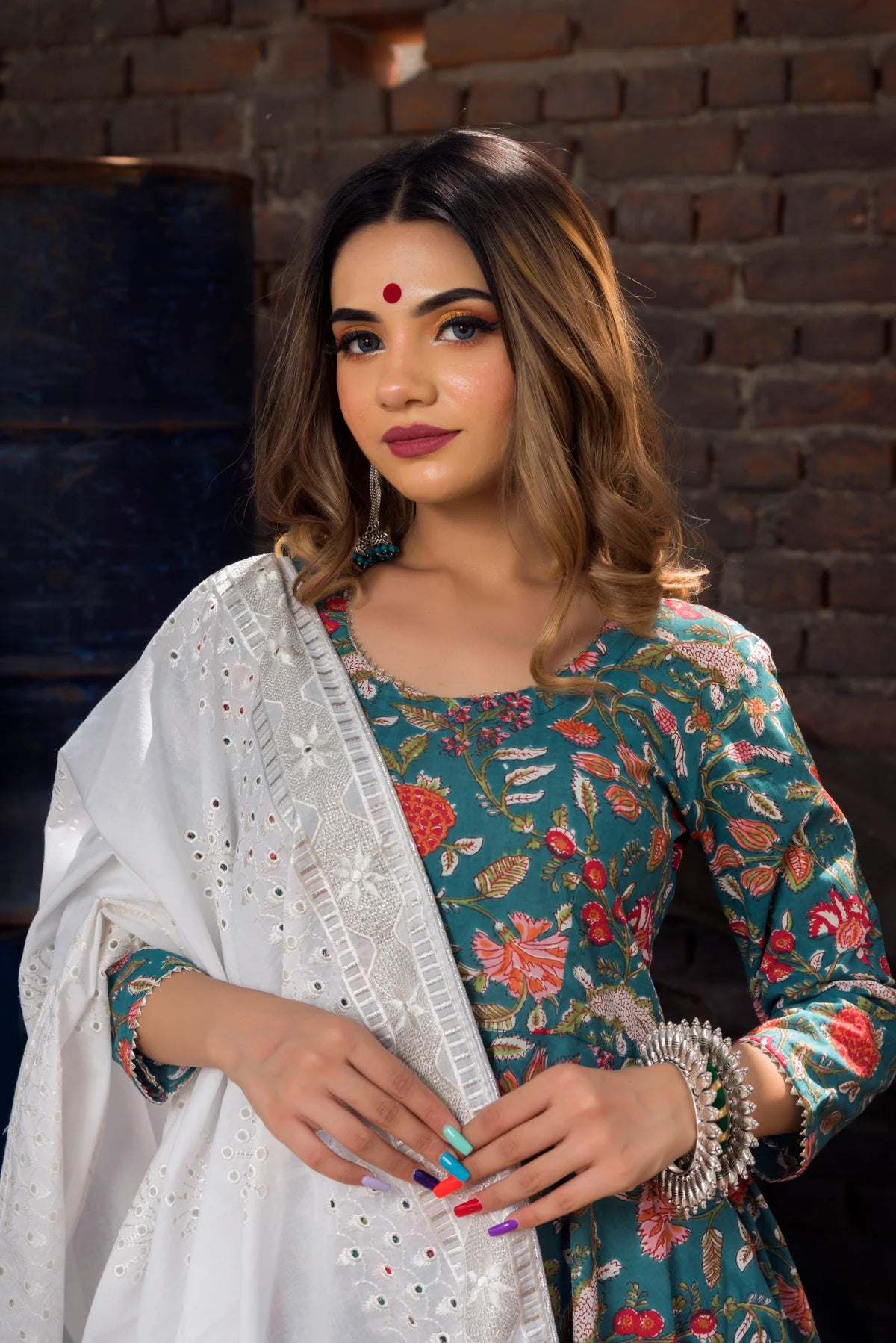 JASMINE HAND BLOCK PURE COTTON ANARKALI SET