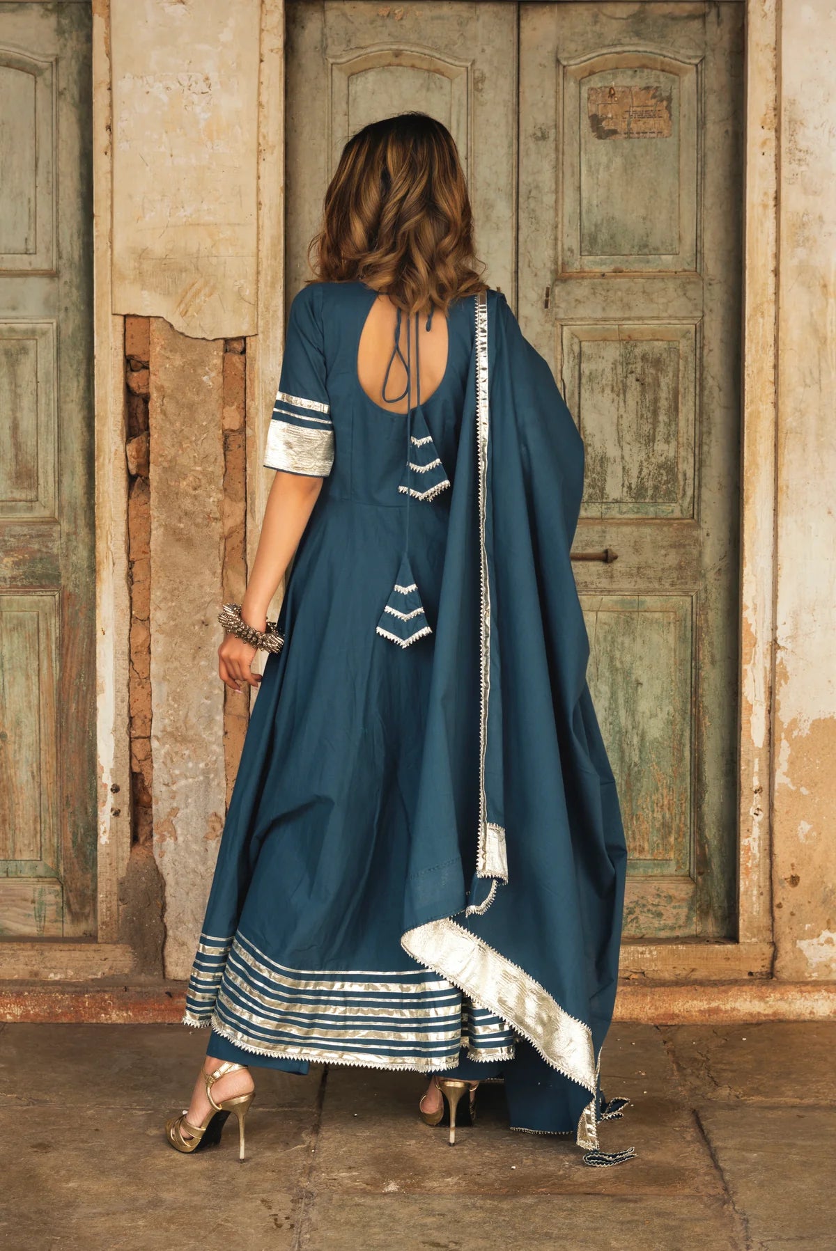 BERRY SPARY COTTON BLUE ANARKALI