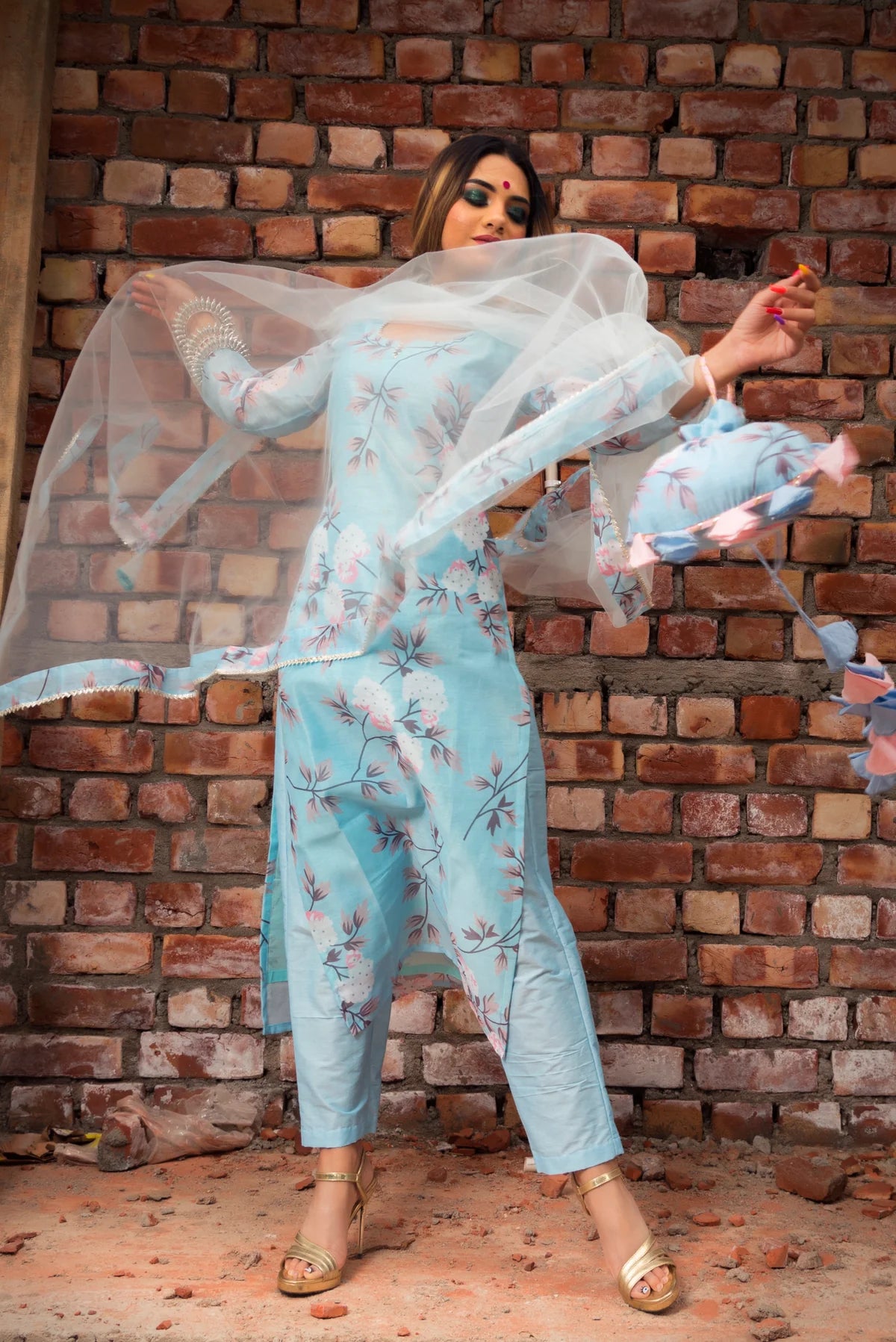PEONY BLUE MODAL COTTON SUIT SET