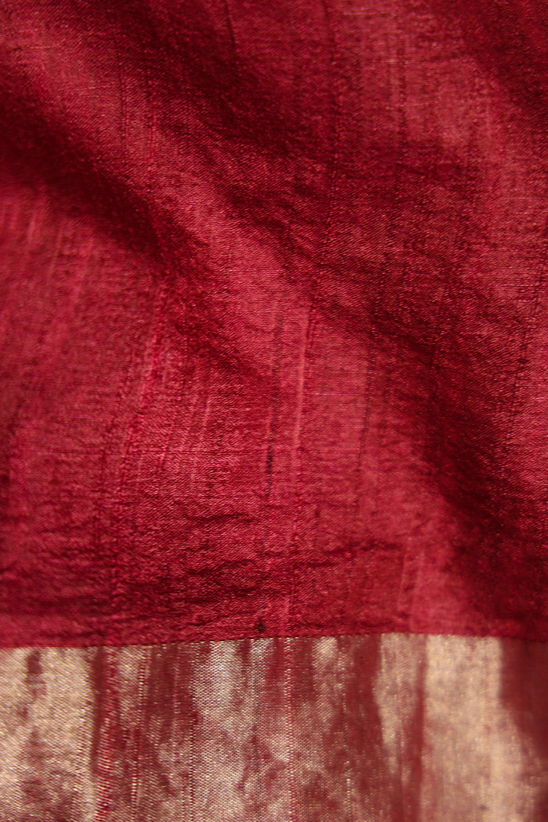 Carmine Jamdani Handloom Saree