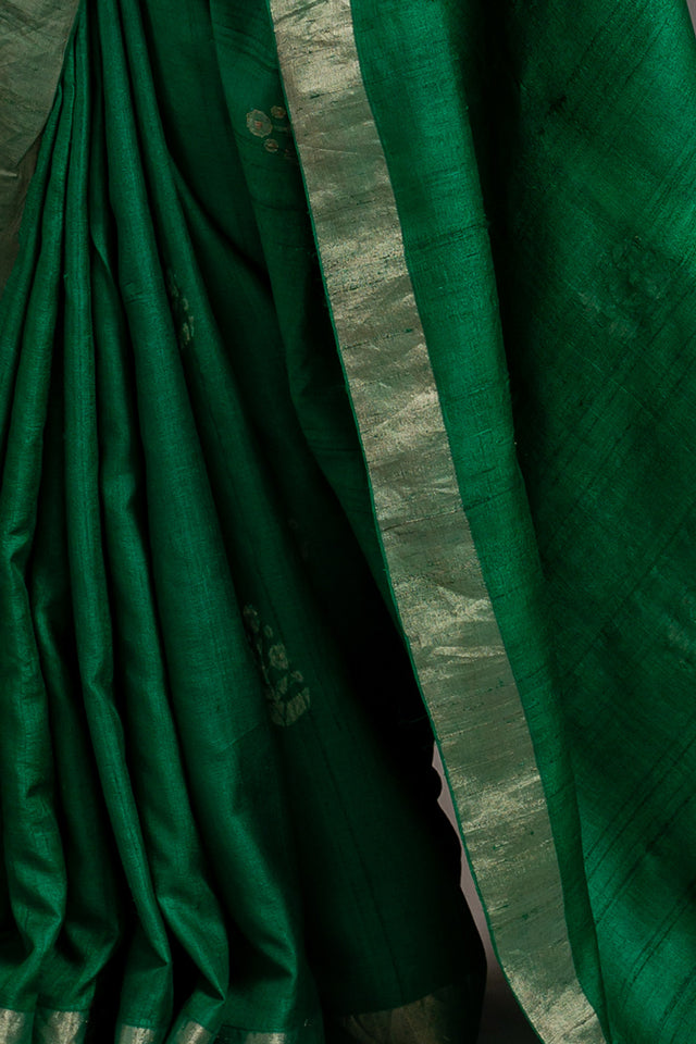 Forest Green Jamdani Handloom Saree