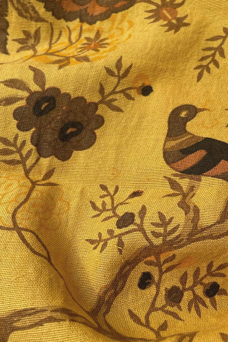 Mustard Yellow Linen Handloom Saree