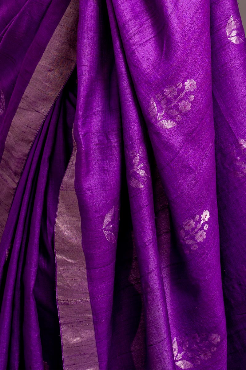 Purple Jamdani Handloom Silk Saree