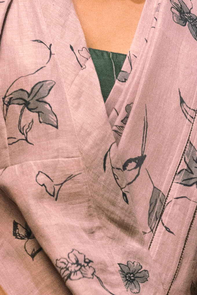Lavender Linen Handloom Saree