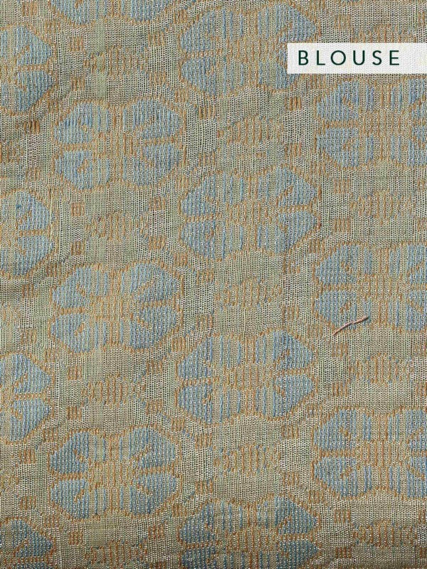 CHITRA' Jamdani Linen Handloom Sari unstitched blouse