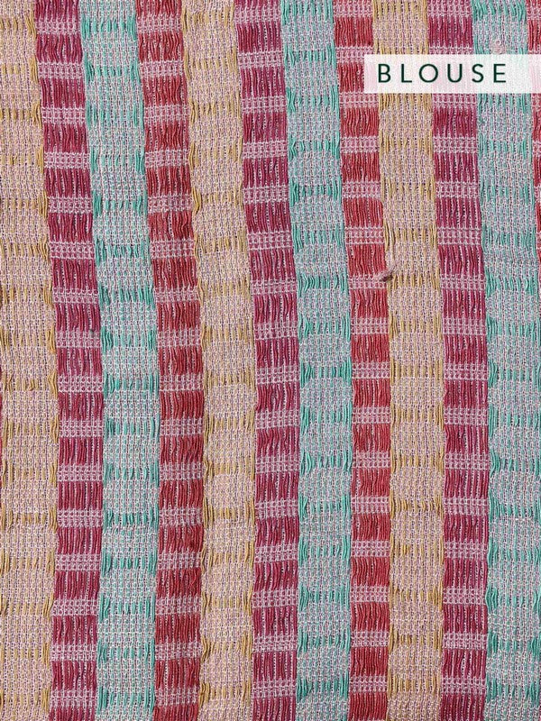 NEELU' Linen Handloom Sari unstitched blouse