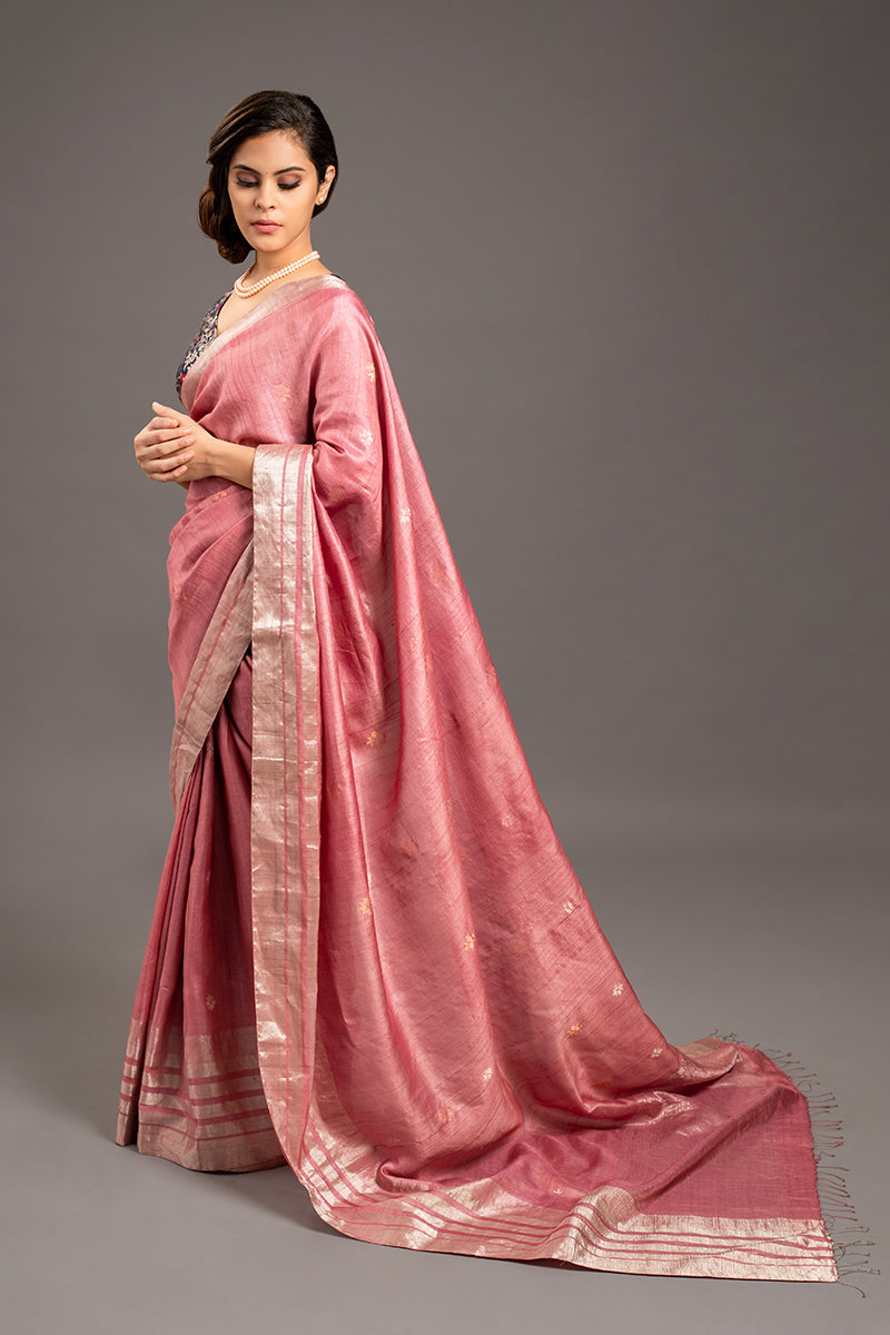 Pink Jamdani Handloom Saree