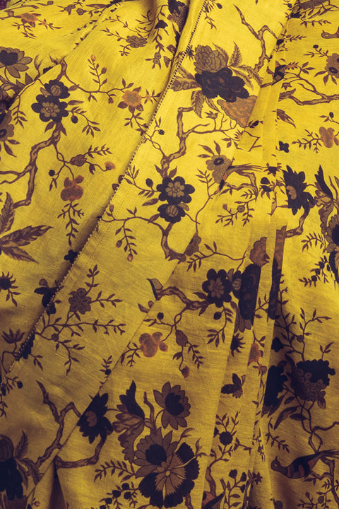 Mustard Yellow Linen Handloom Saree