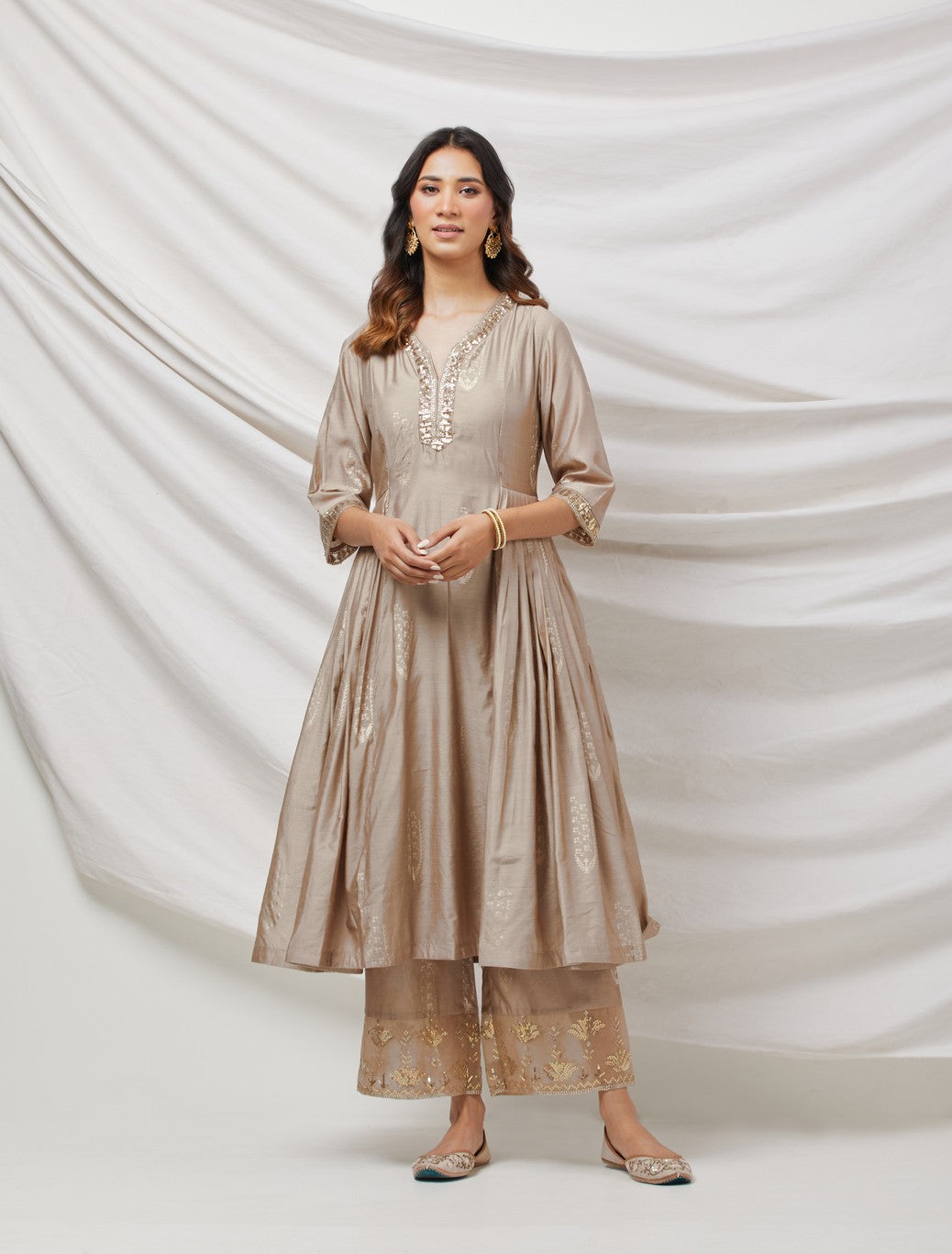 Grey Cotton Silk Kurta Set