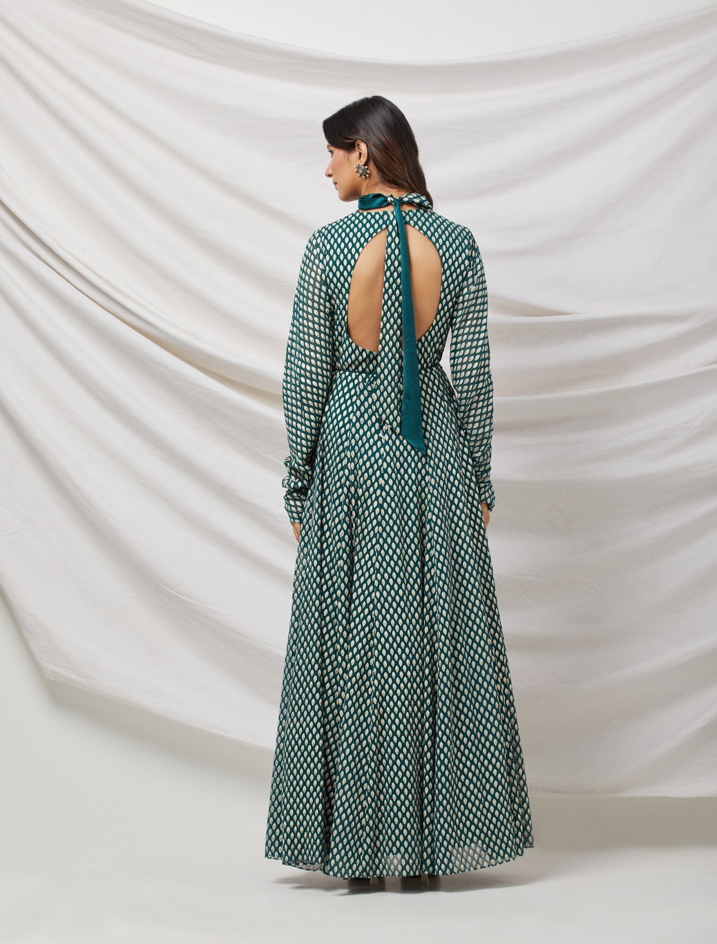 Green Embellished Anarkali Set With Belt