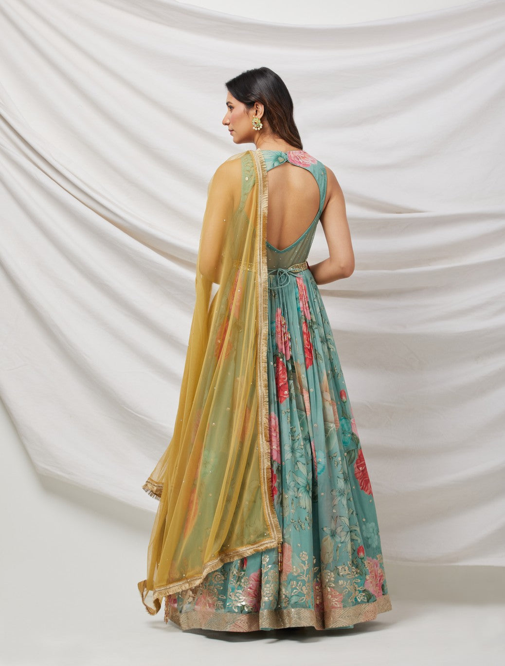 Green Georgette Lehenga Set