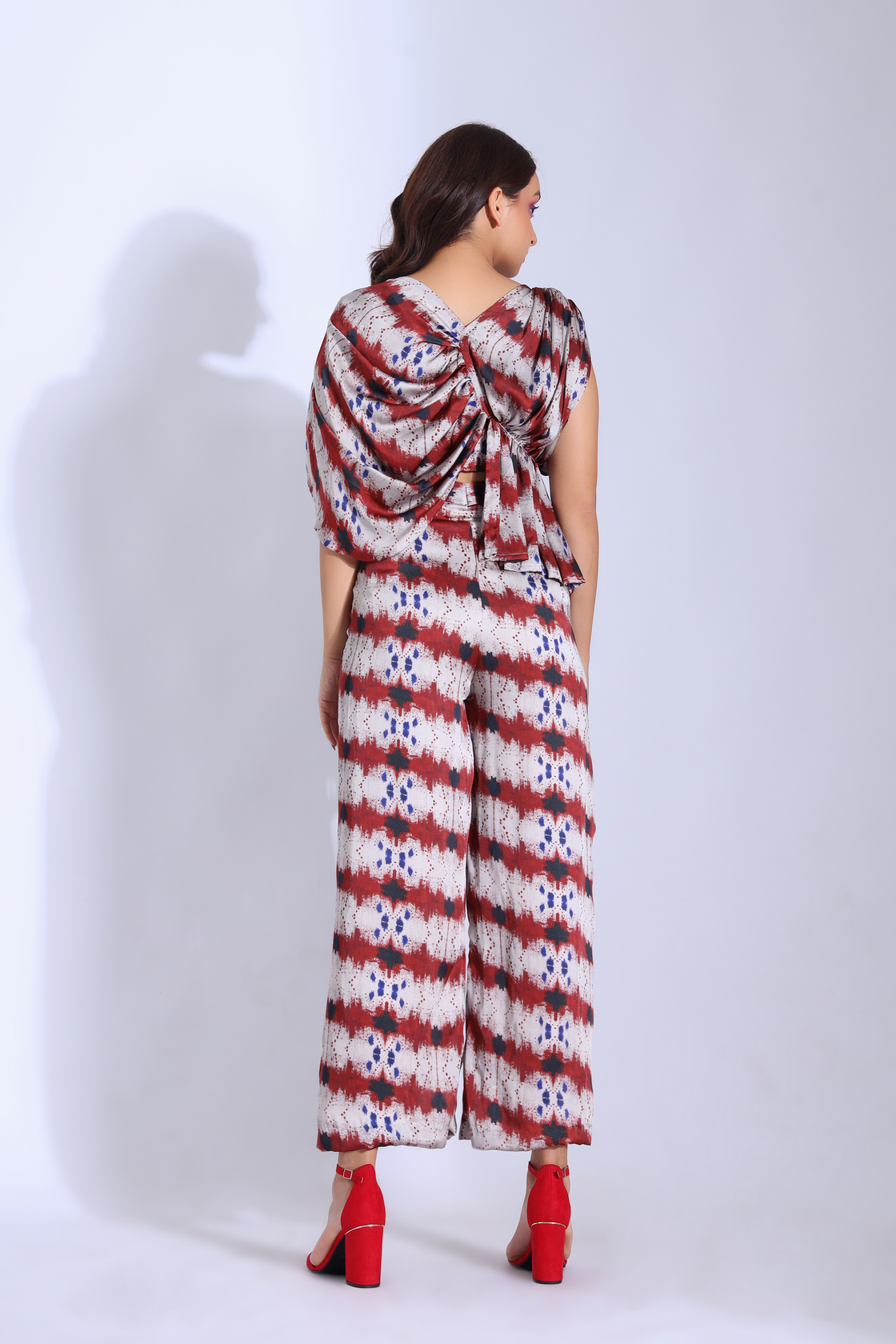 DRAPED BLOUSE AND STRAIGHT PANTS