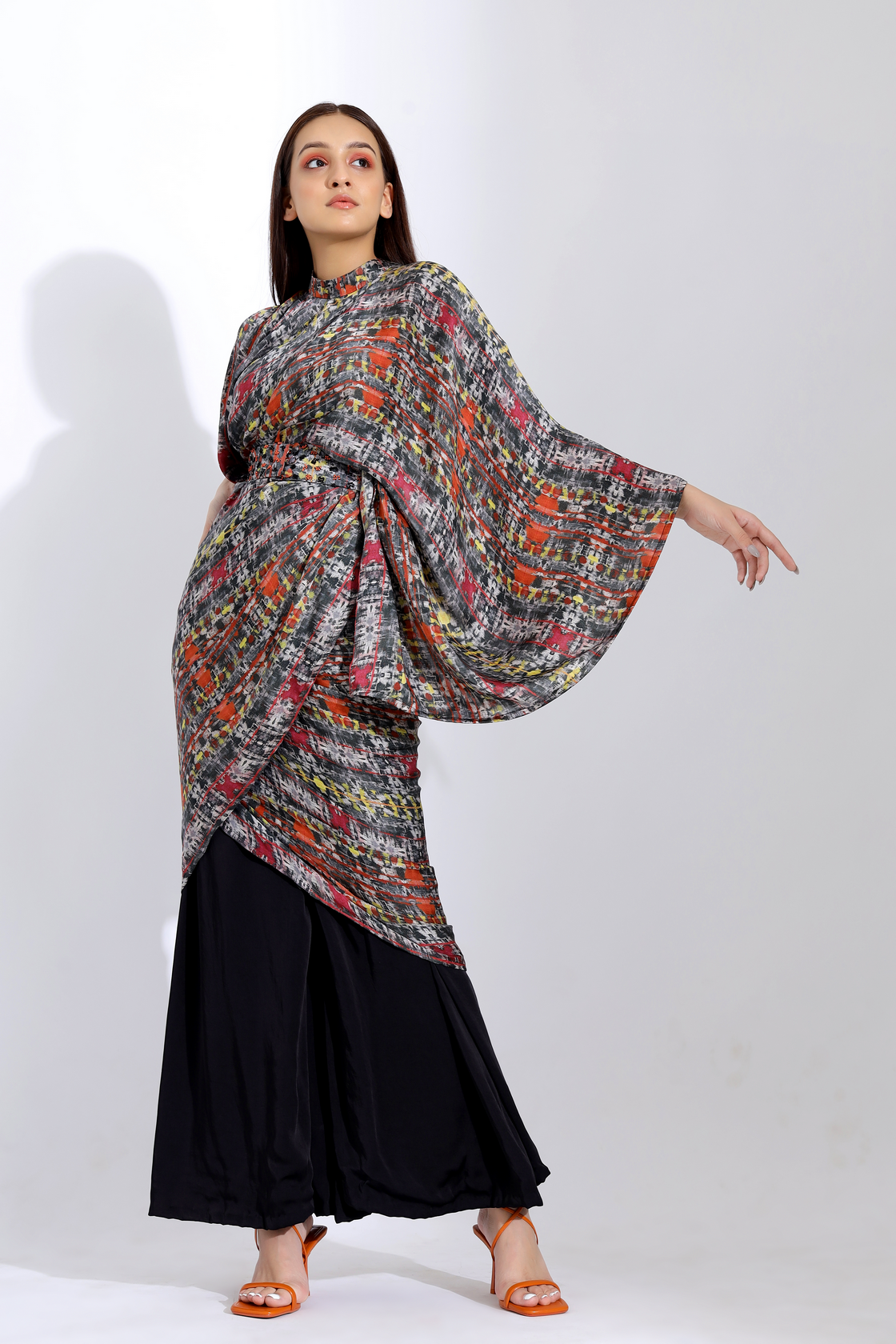 PANT SAREE WITH A PRINTED PALLU