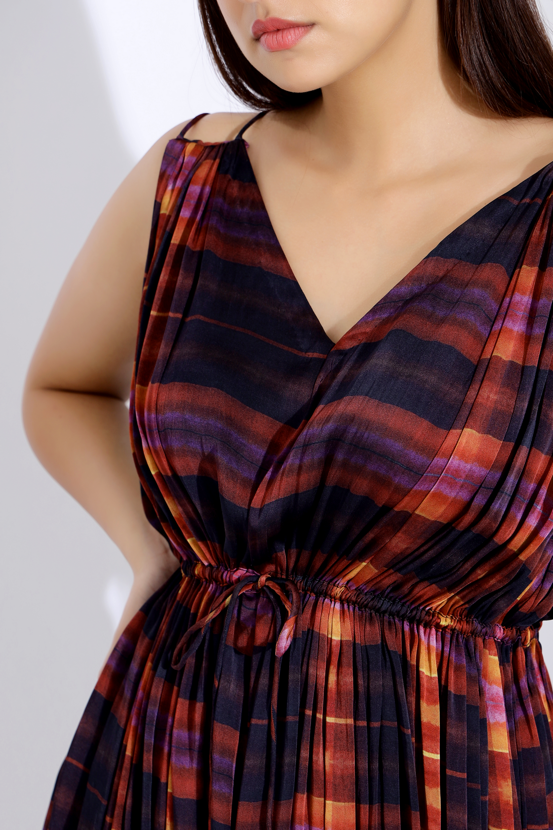 PRINTED ASYMMETRIC EVENING GOWN
