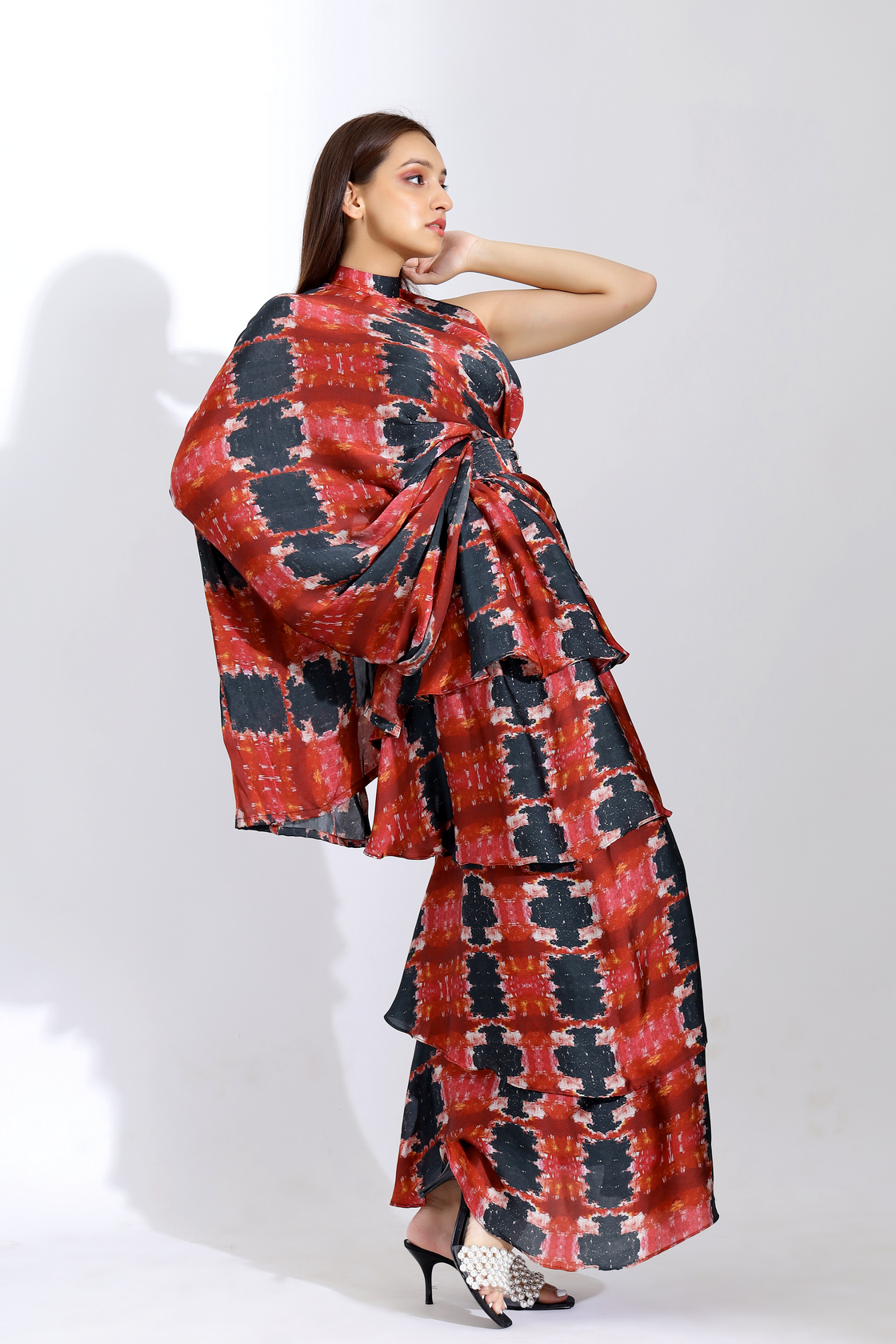 PRINTED FRILL PRE-STITCHED SAREE