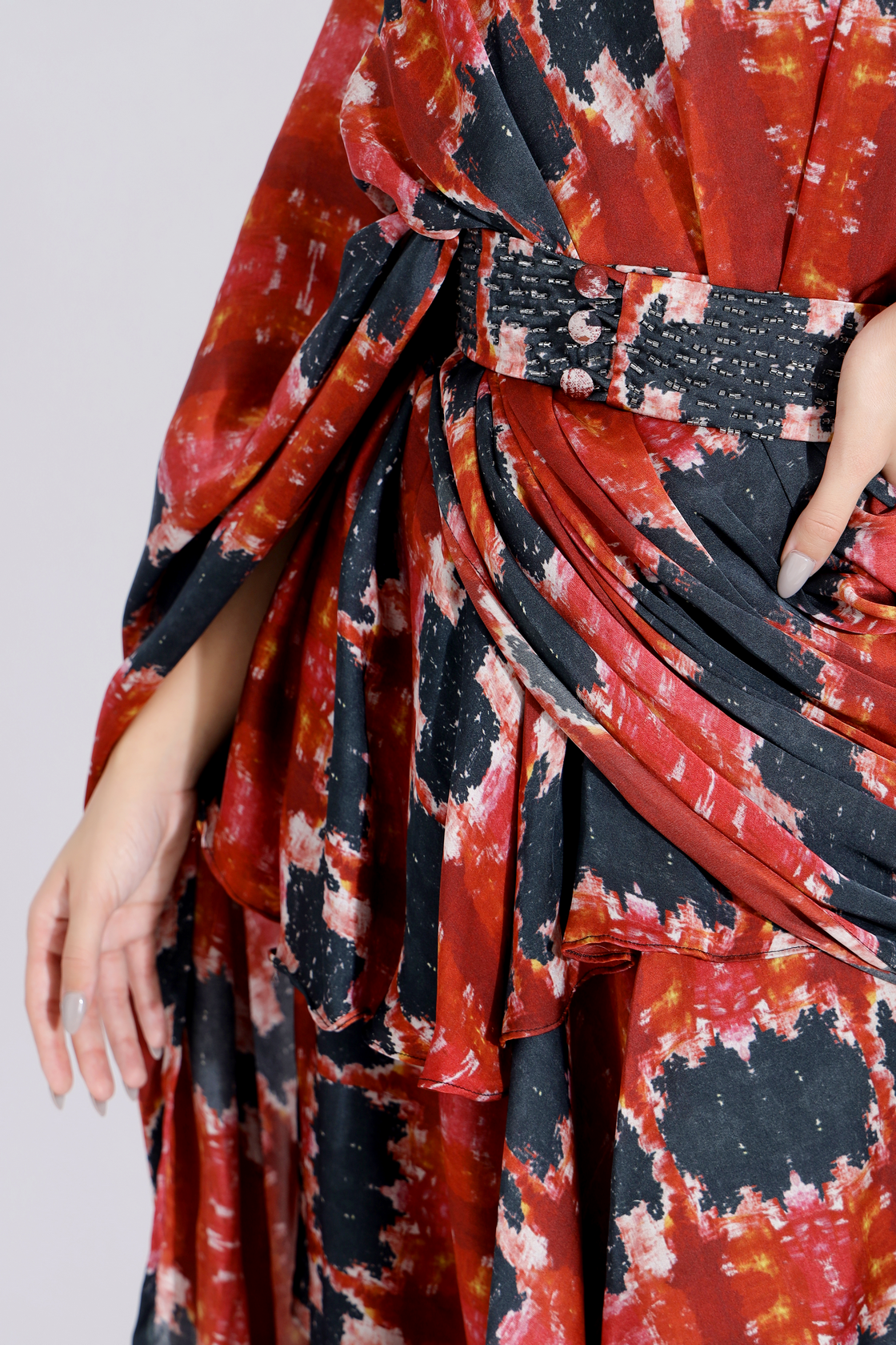 PRINTED FRILL PRE-STITCHED SAREE