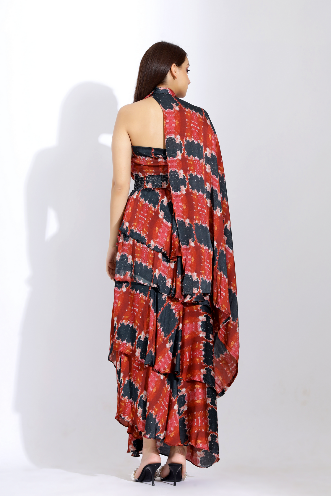 PRINTED FRILL PRE-STITCHED SAREE