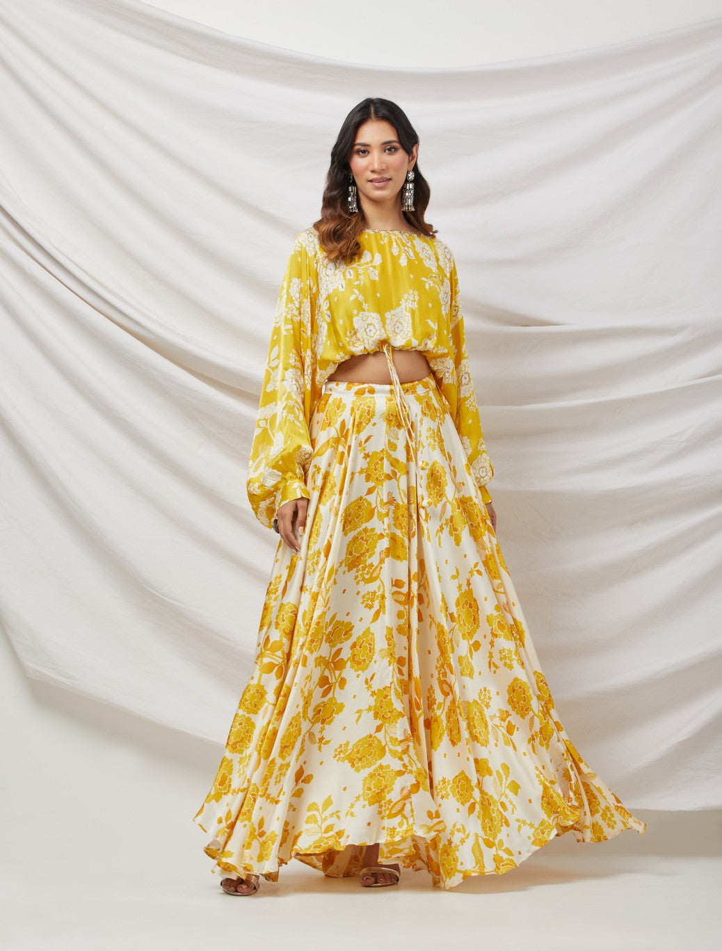 Mustard Printed Skirt Set