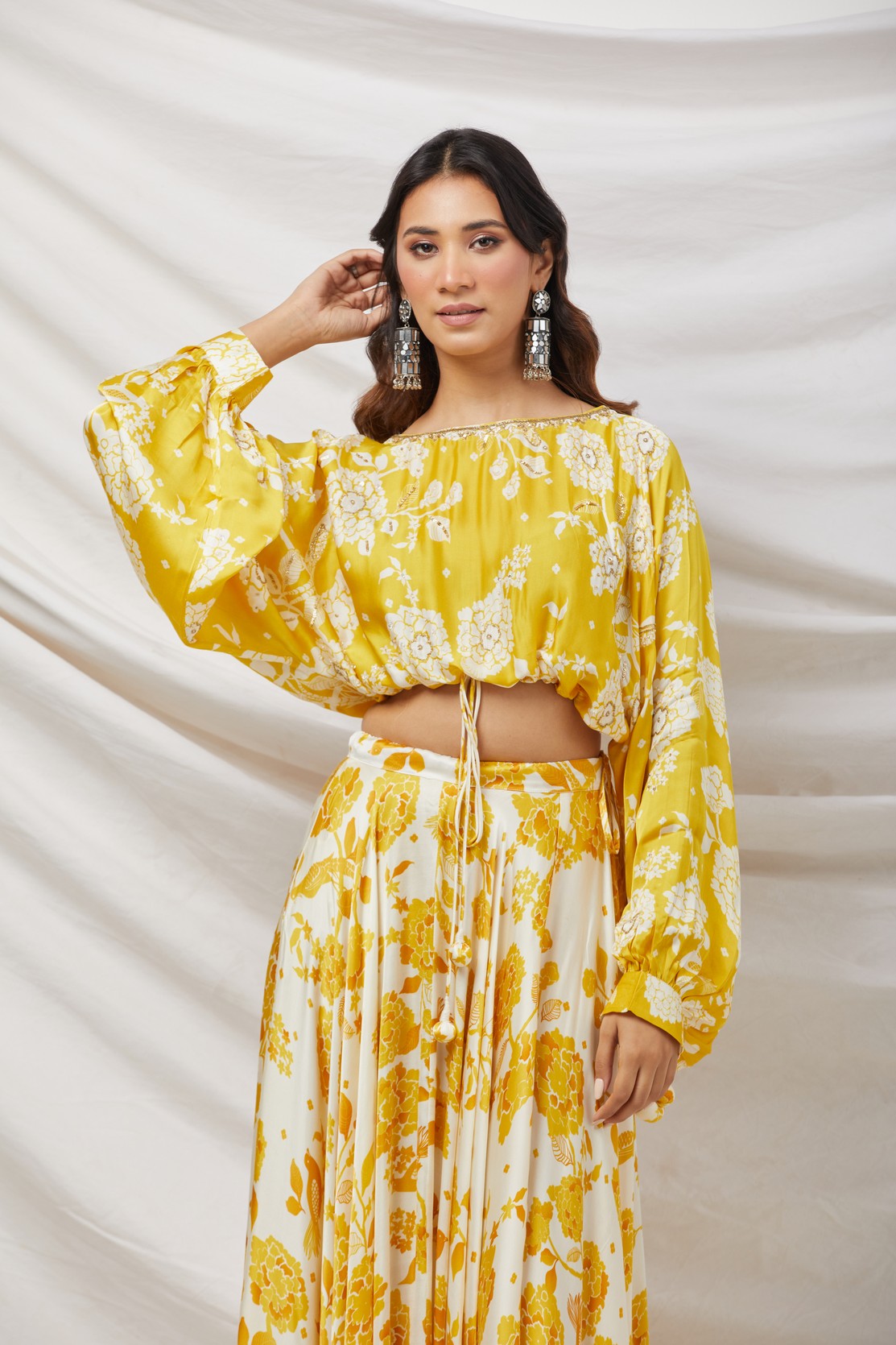 Mustard Printed Skirt Set