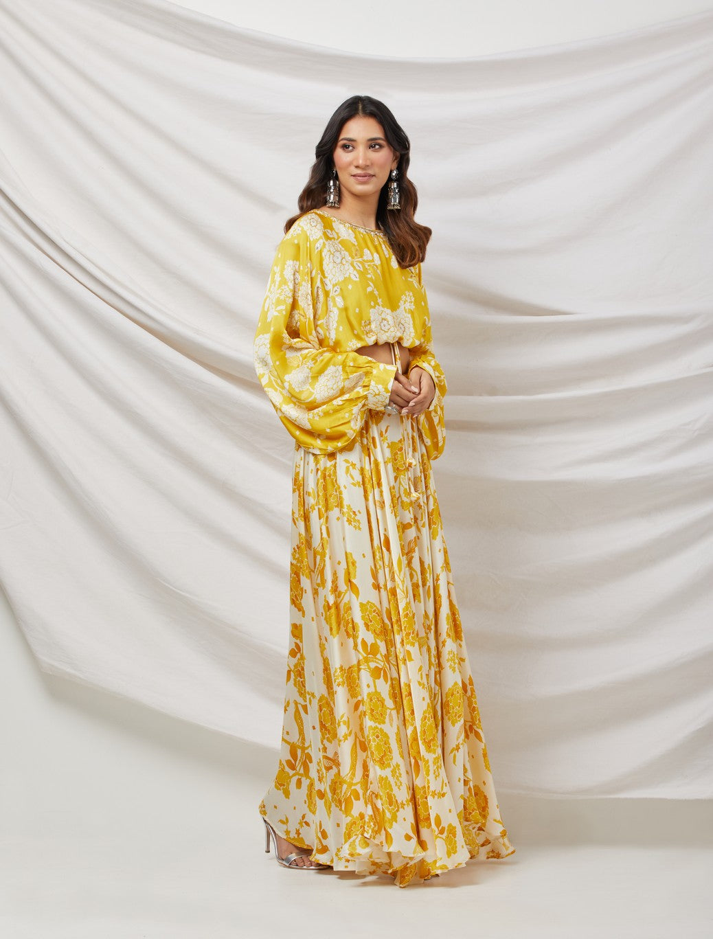 Mustard Printed Skirt Set