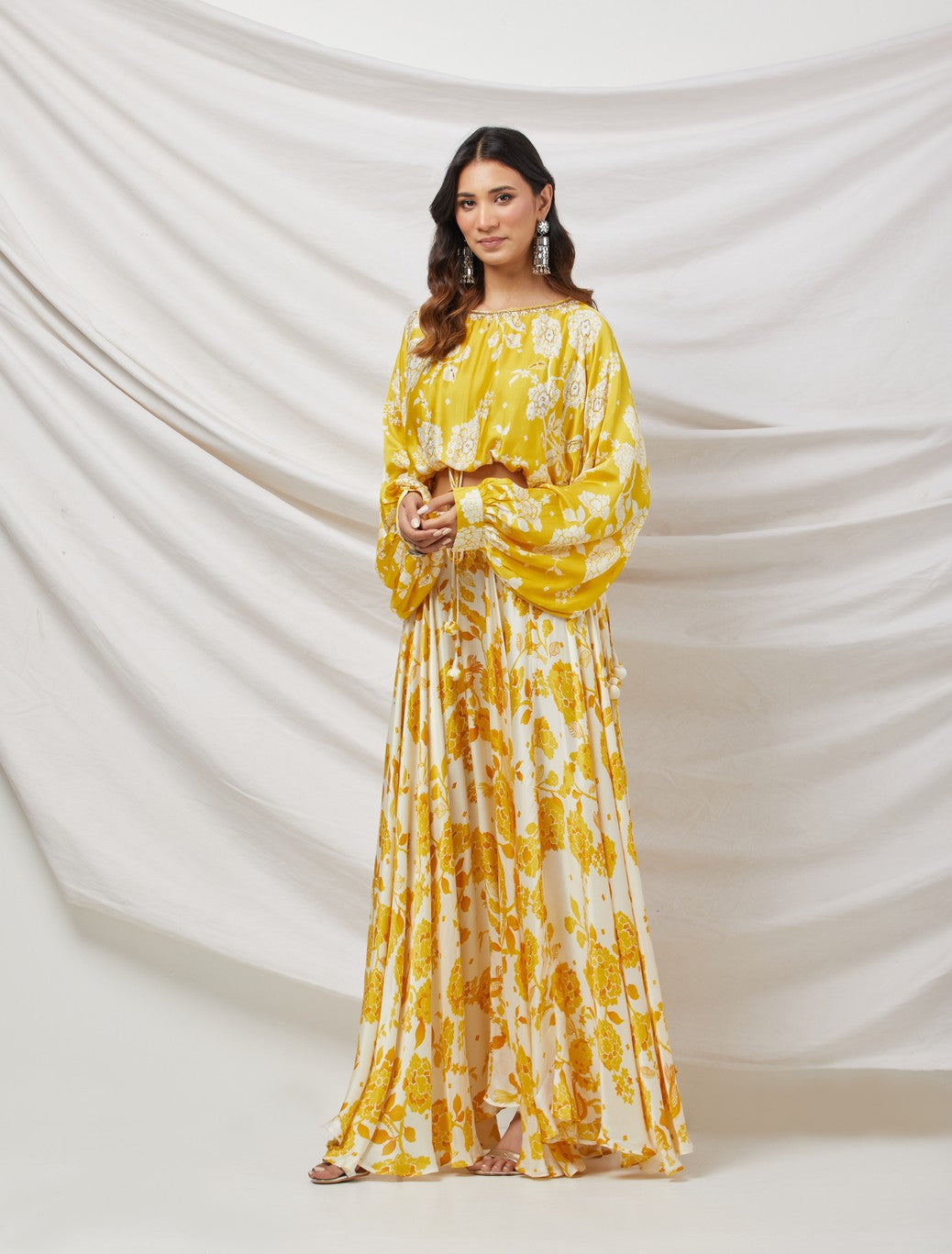 Mustard Printed Skirt Set