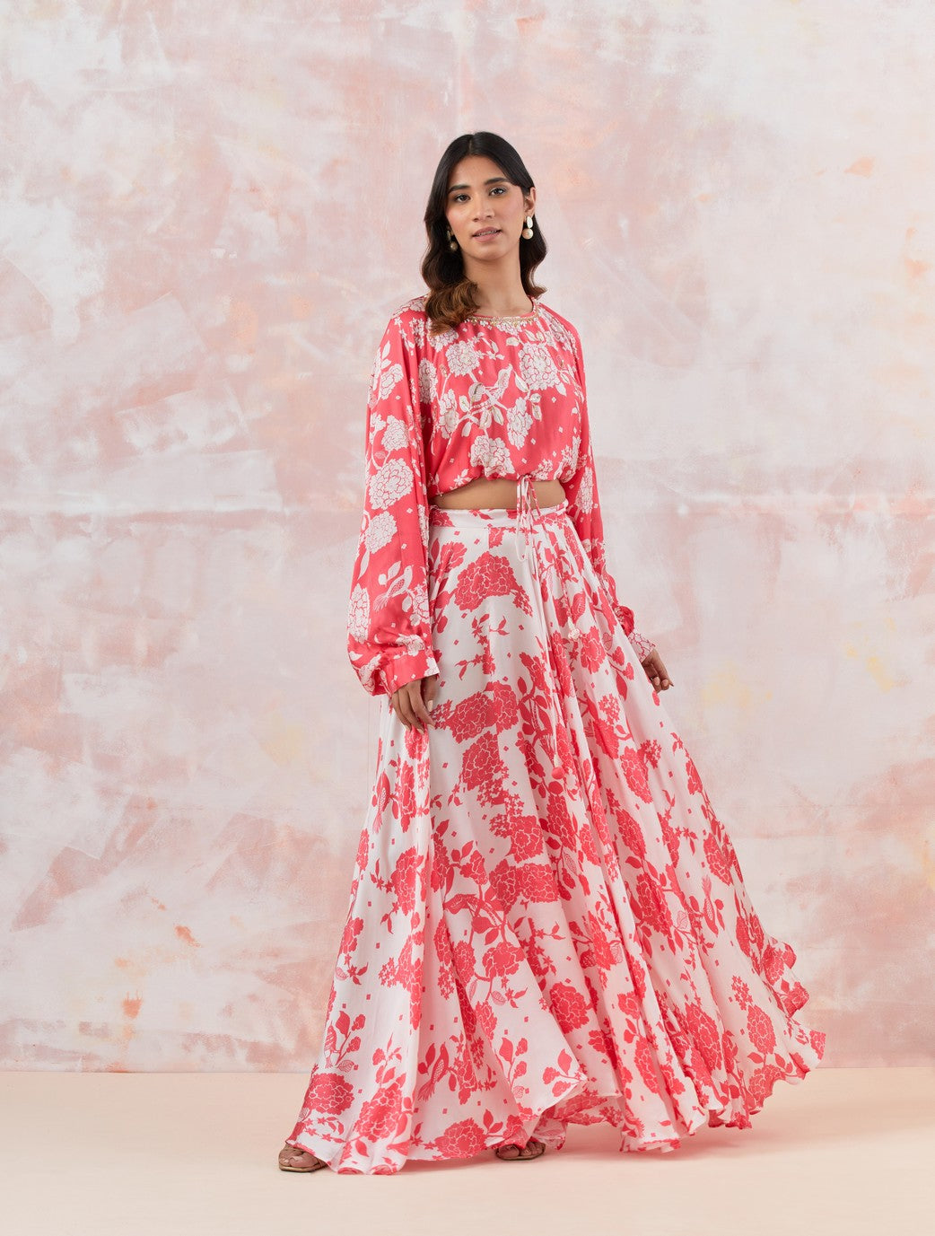 Pink Printed Skirt Set