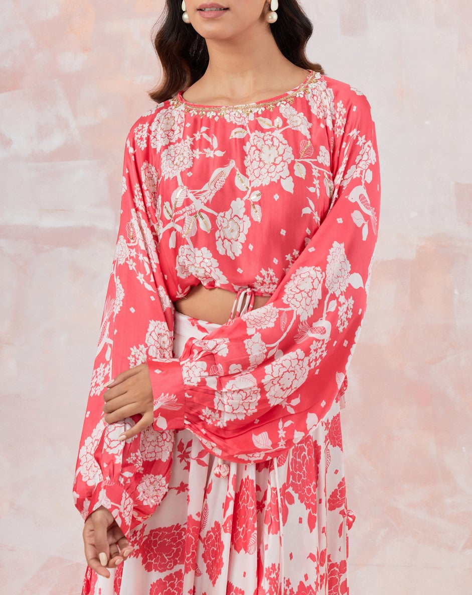 Pink Printed Skirt Set