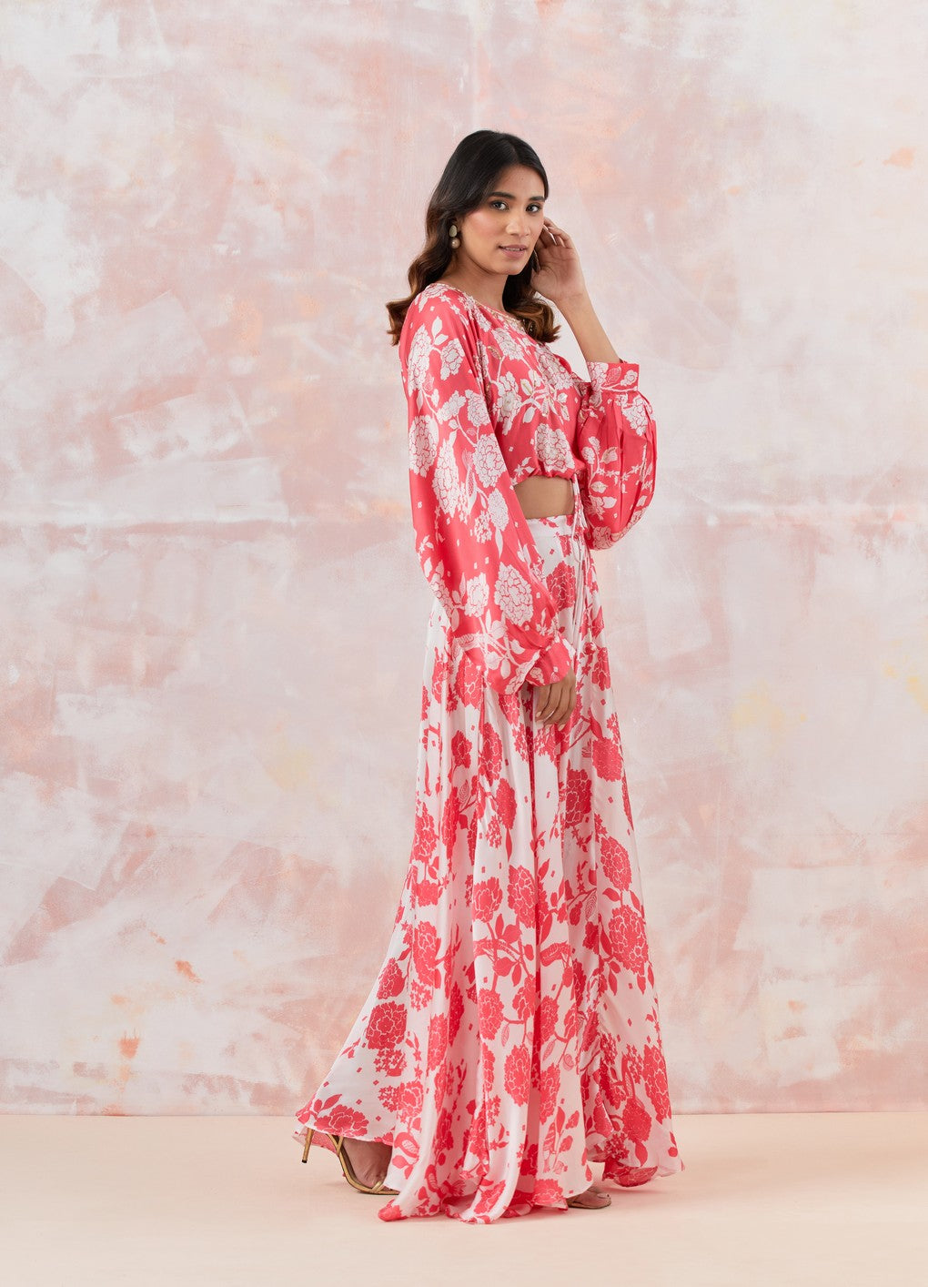Pink Printed Skirt Set