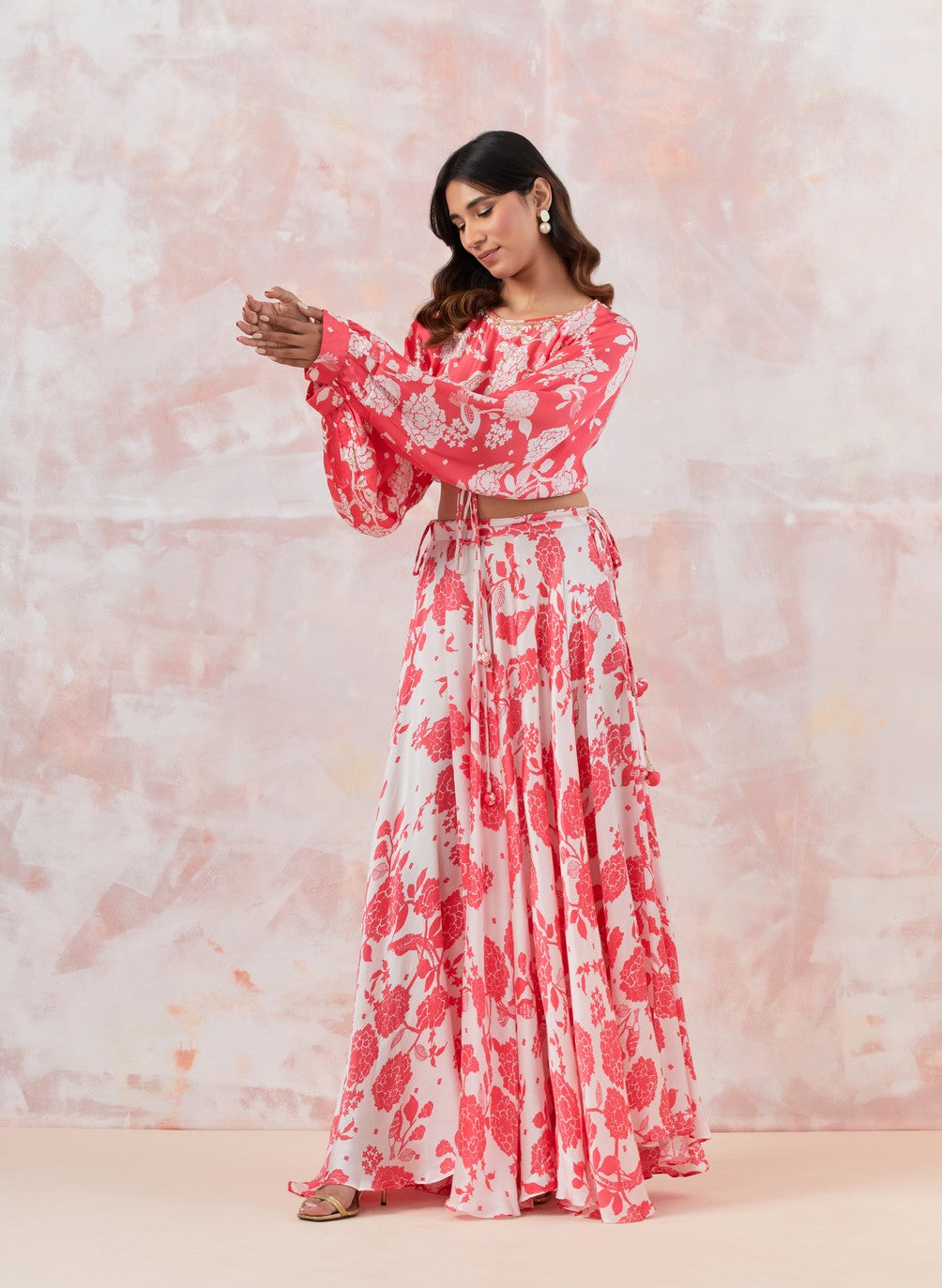 Pink Printed Skirt Set