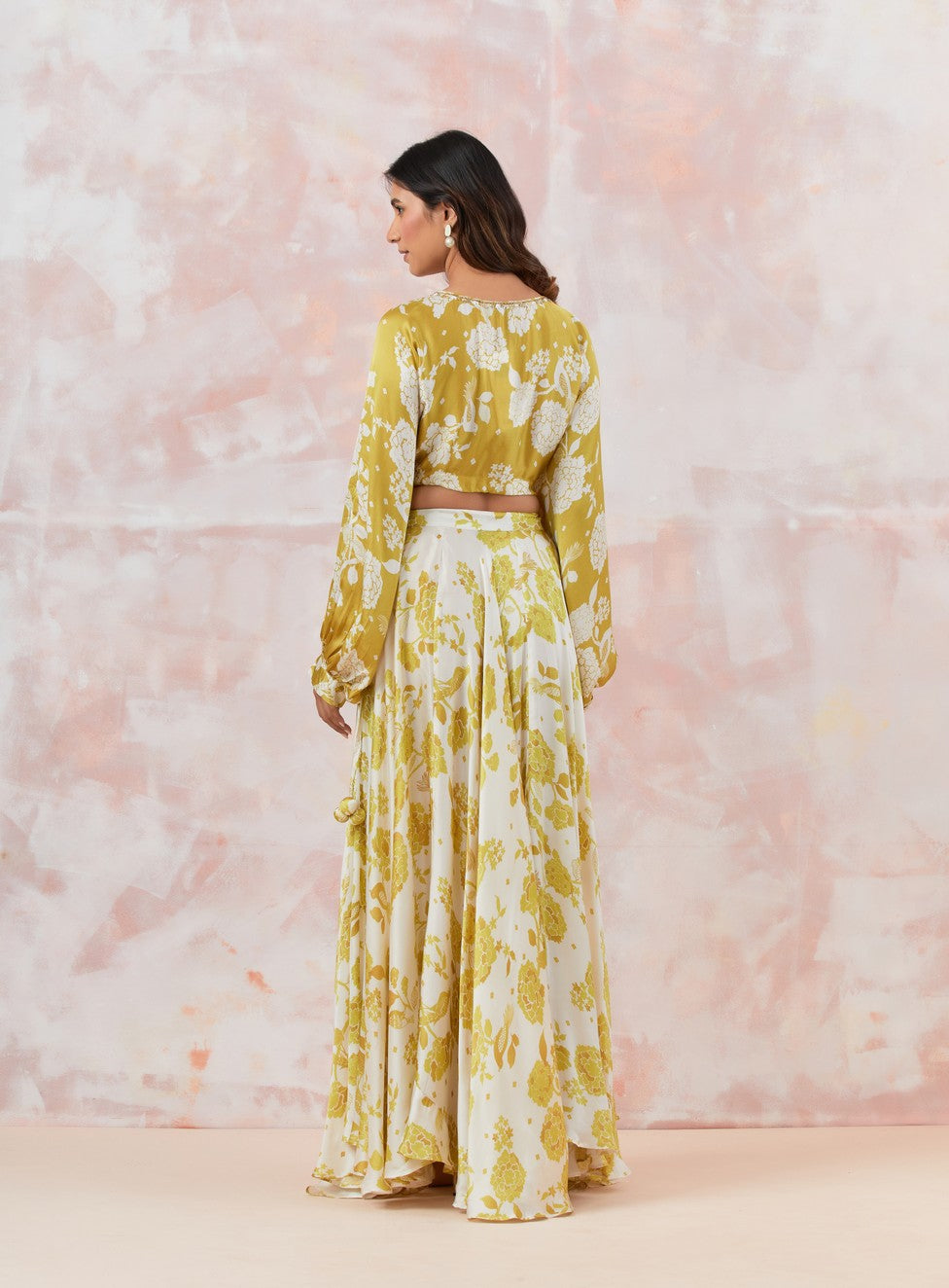 Pista Green Printed Skirt Set