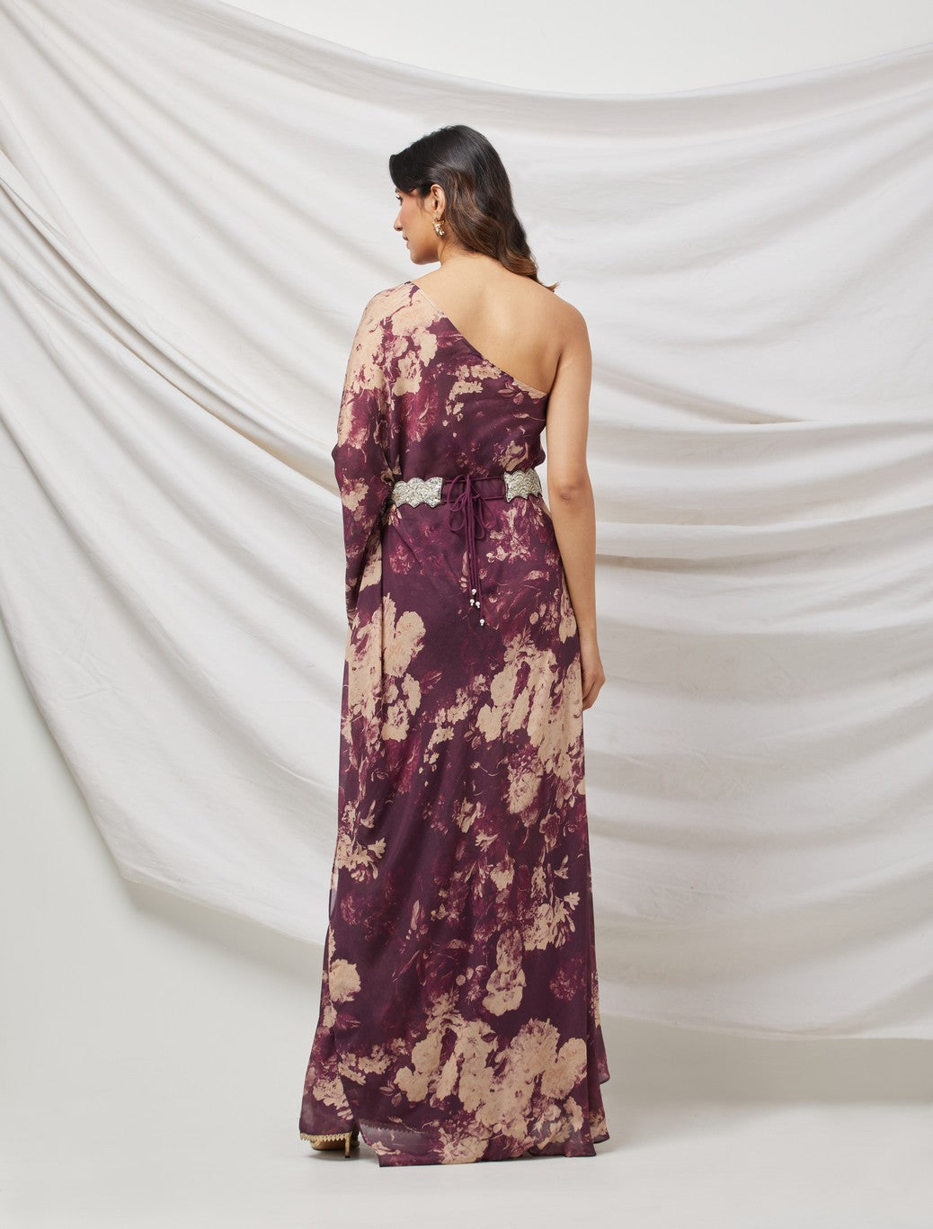 Wine Indo-Western Sharara Set With Bustier