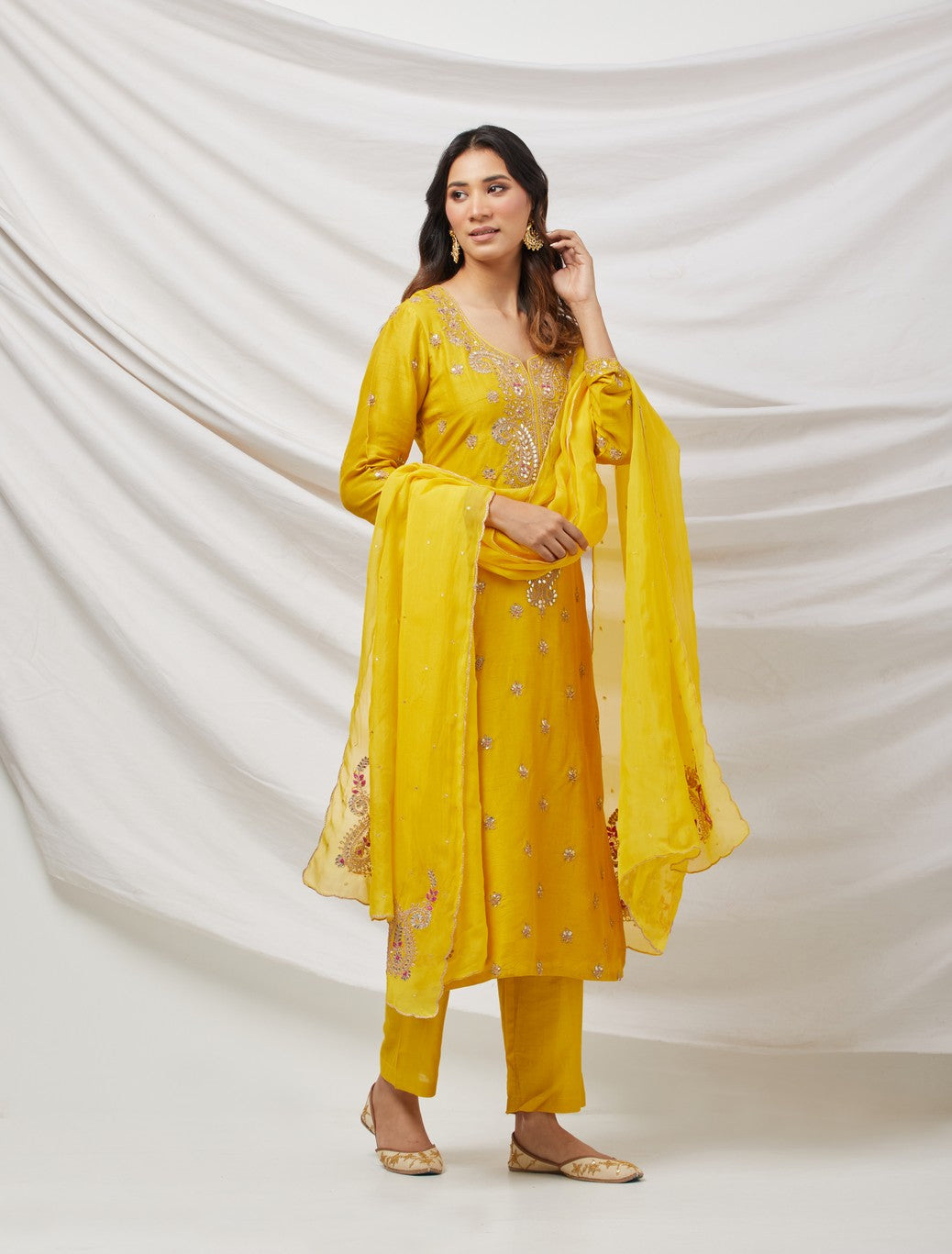 Yellow Suit Set With Dupatta