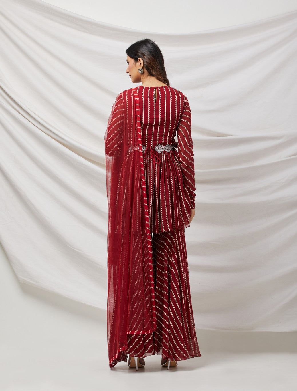 Maroon Sequinned Sharara Set