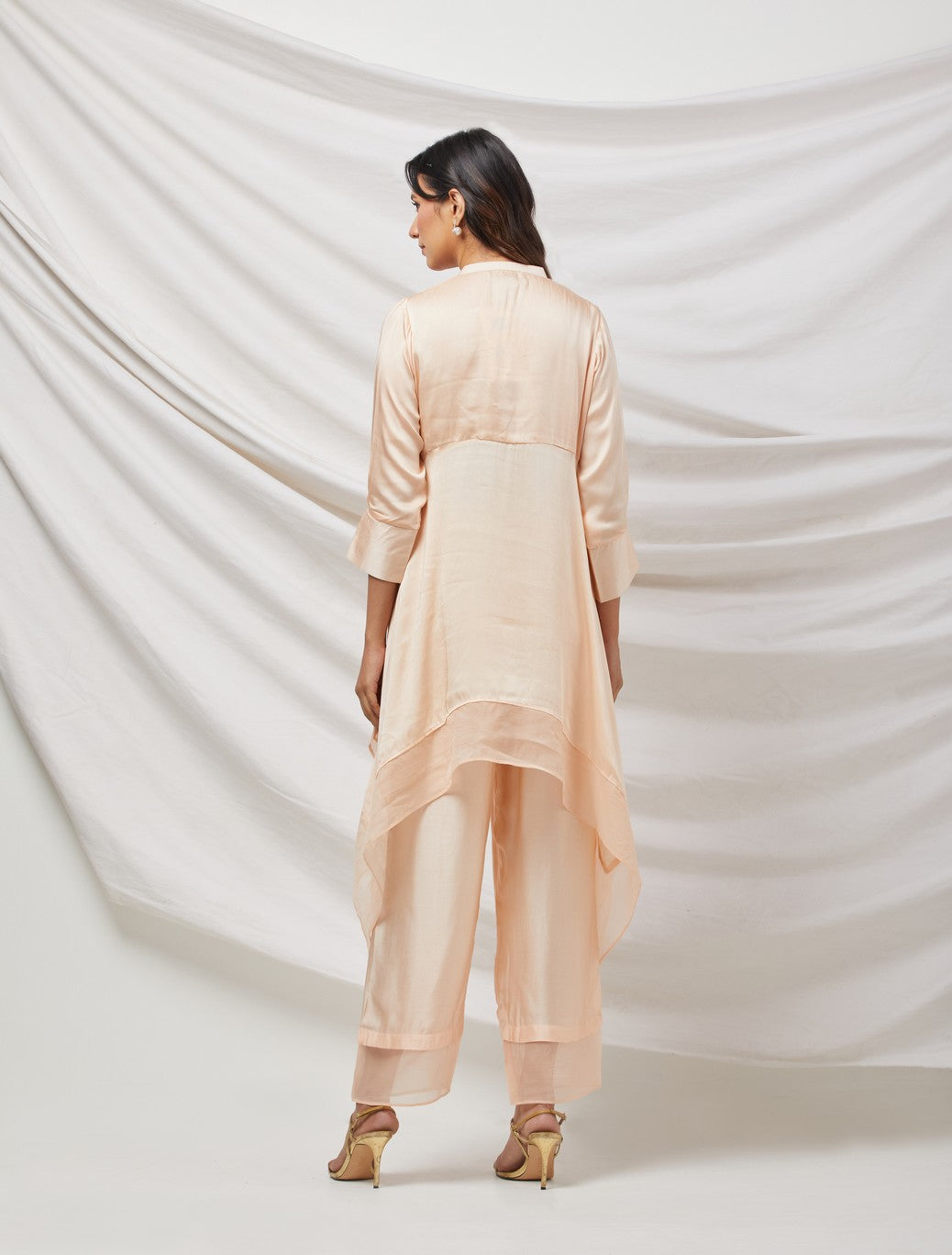 Pink Satin Crepe Tunic Set