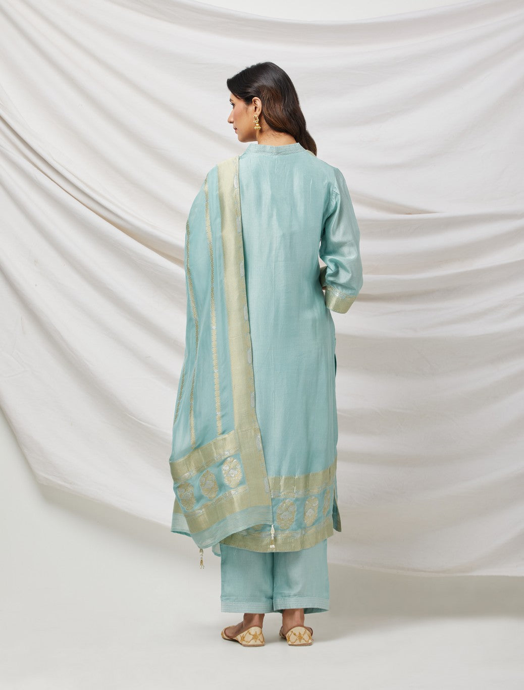 Blue Banarasi Silk Suit Set