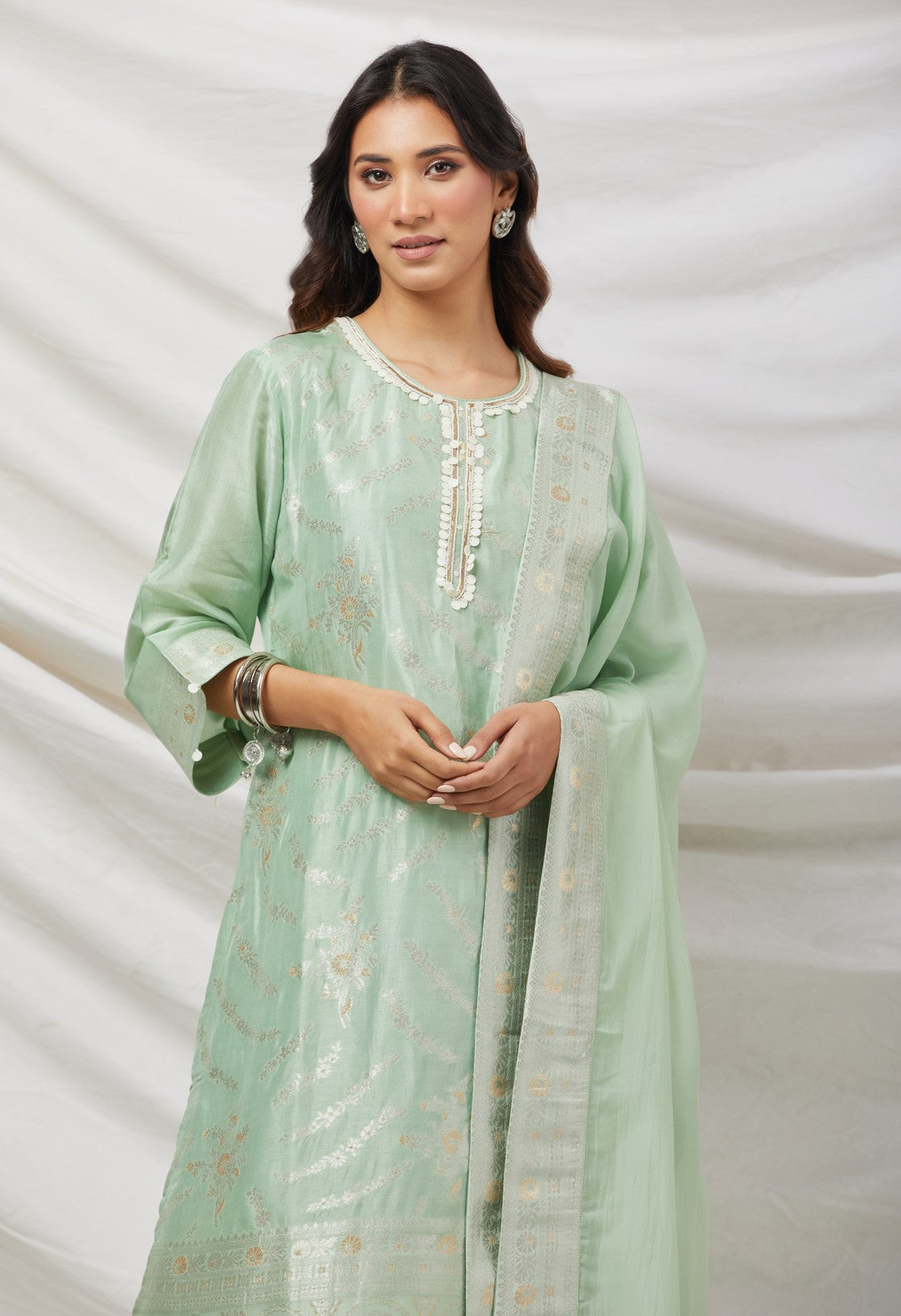 Blue Banarasi Silk Kurta Set