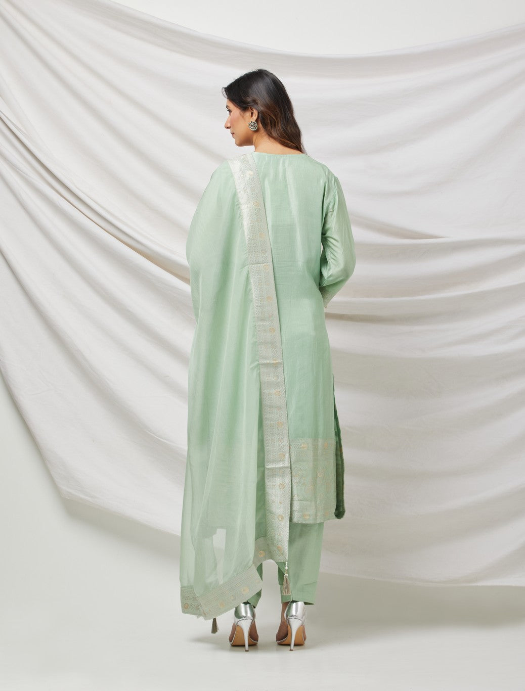 Blue Banarasi Silk Kurta Set