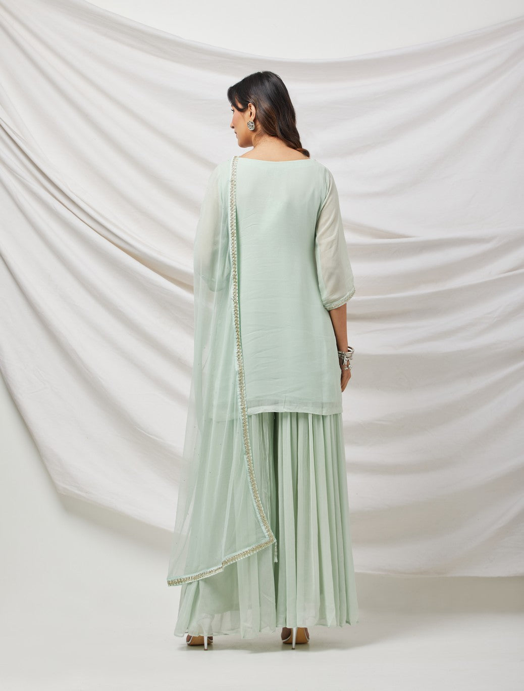 Aqua Blue Embroidered Kurta Set