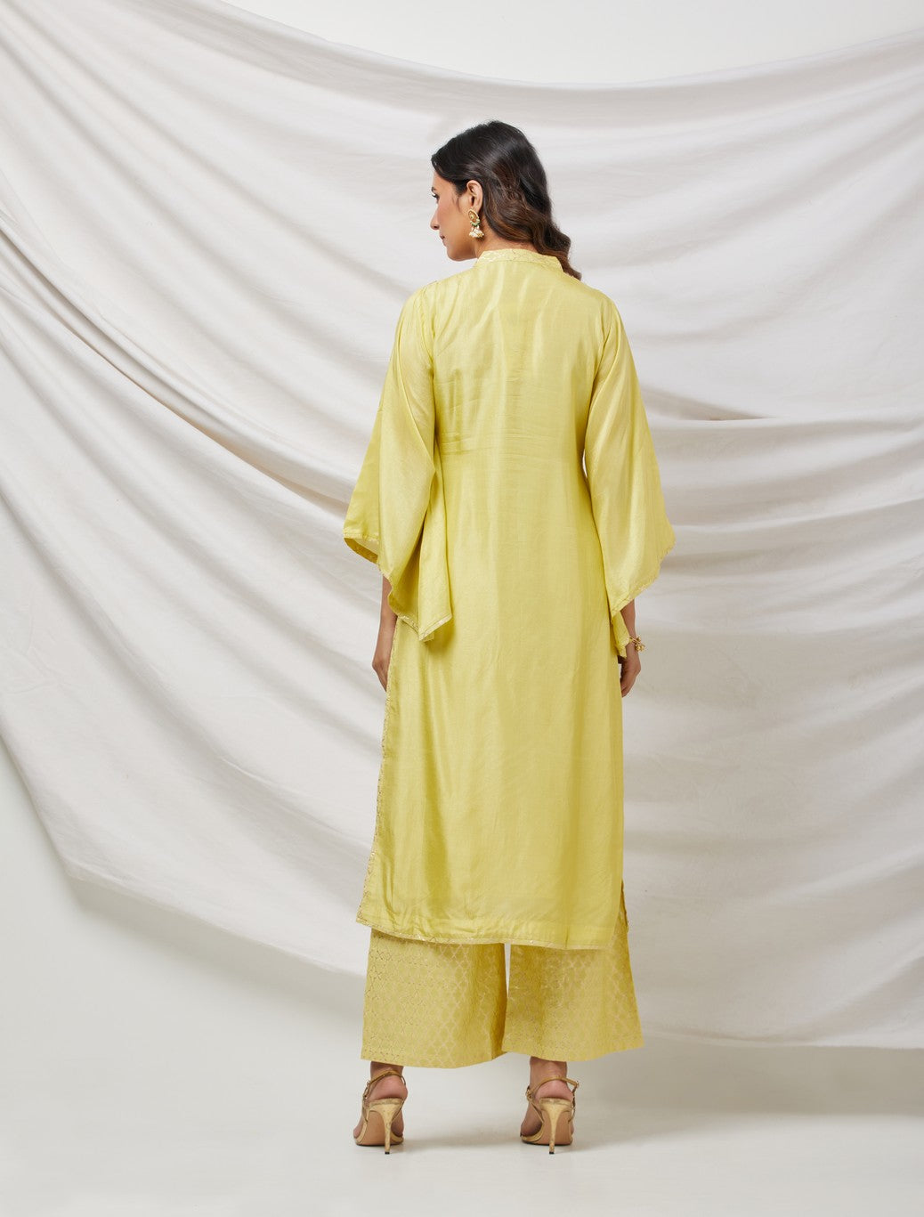 Lime Green Banarasi Silk Kurta Set