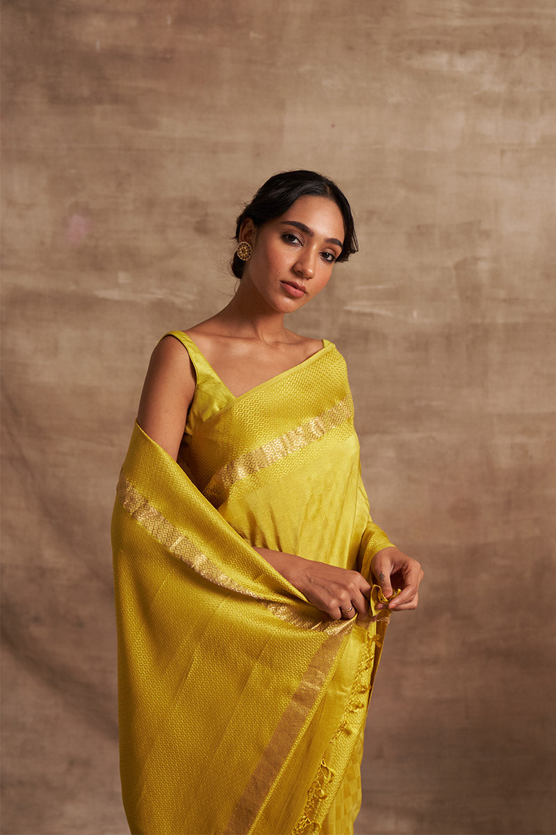 Geometric Self Zari Pure Silk saree