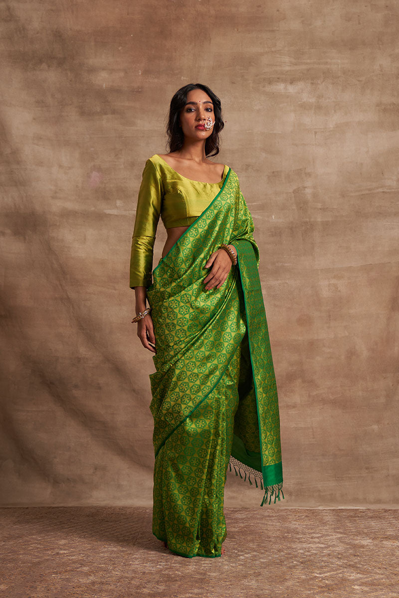 Geometrical Self Jaal Pure Silk saree