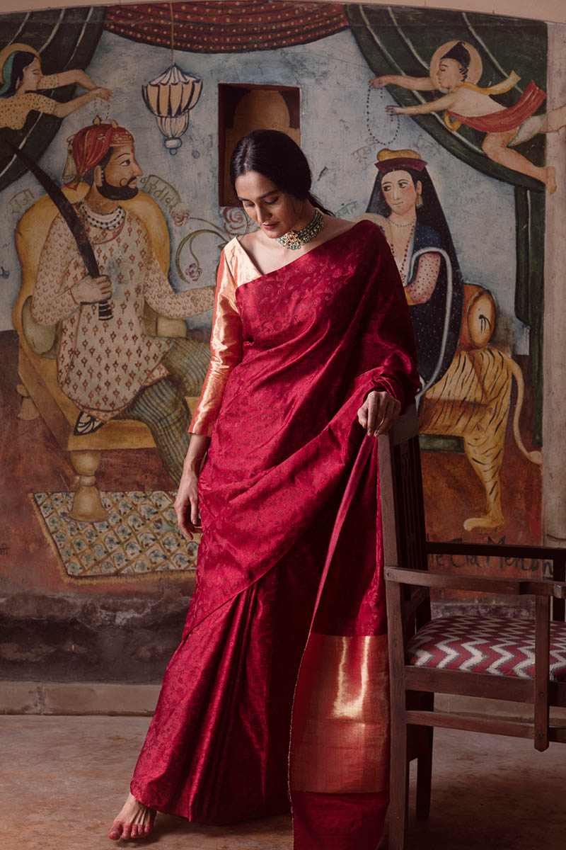 Katthai Tanchoi Zari Pure Silk saree