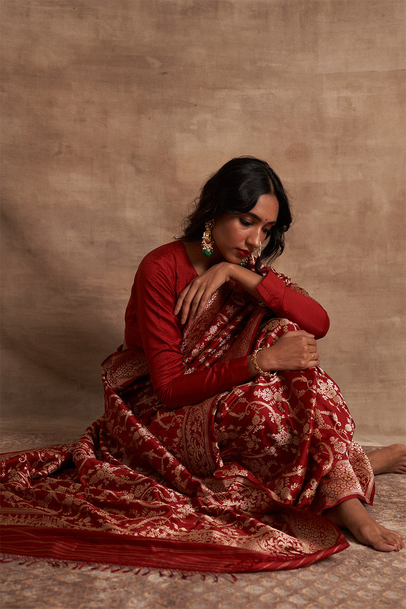 Laal Jaal Zari Pure Silk saree