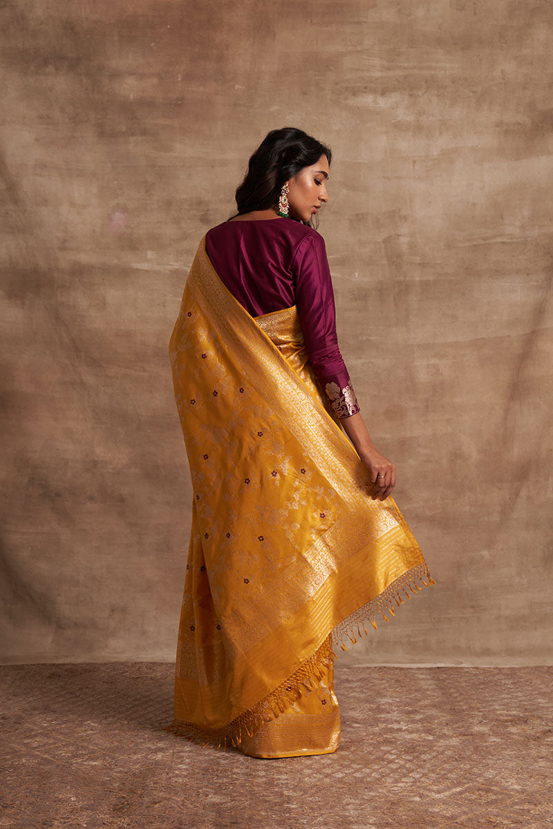 Pitambari Jangla Zari Pure Silk saree
