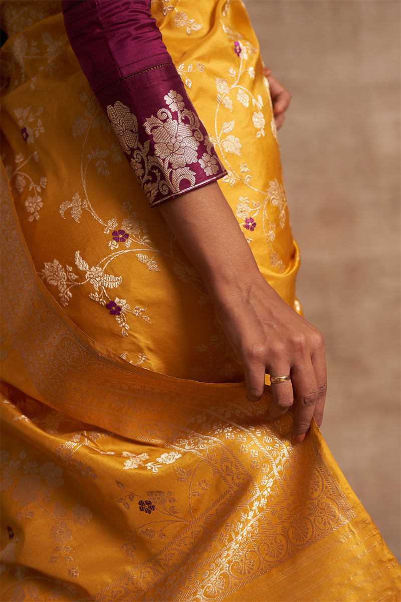 Pitambari Jangla Zari Pure Silk saree