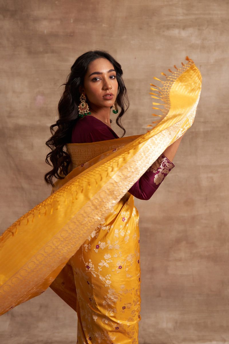 Pitambari Jangla Zari Pure Silk saree