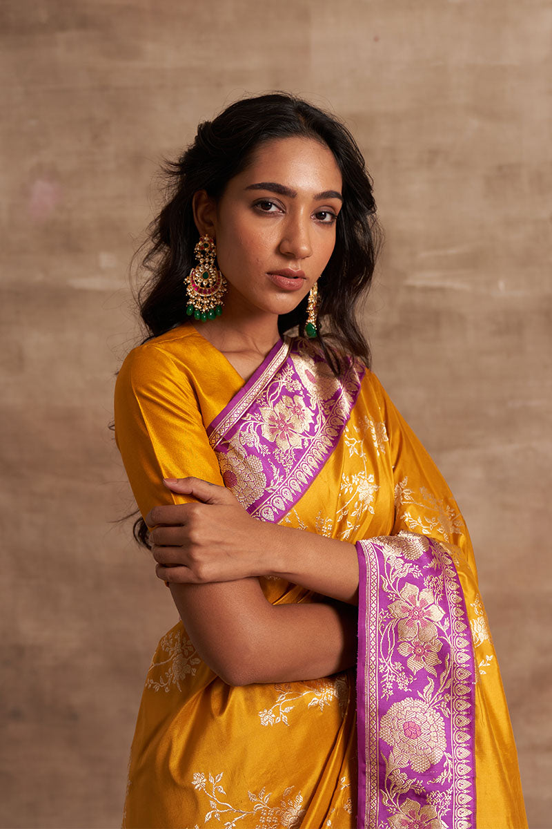 Jangla Kadiyal Zari Pure Silk saree